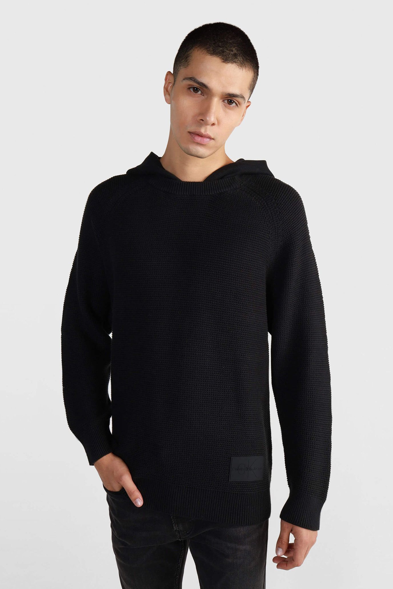 Мужское черное худи UTILITY DETAIL HOODED SWEATER 1