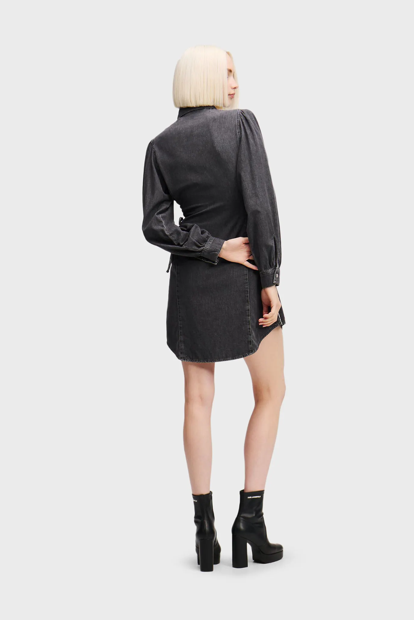 Женское темно-серое джинсовое платье KLJ DENIM TIED DRESS 2