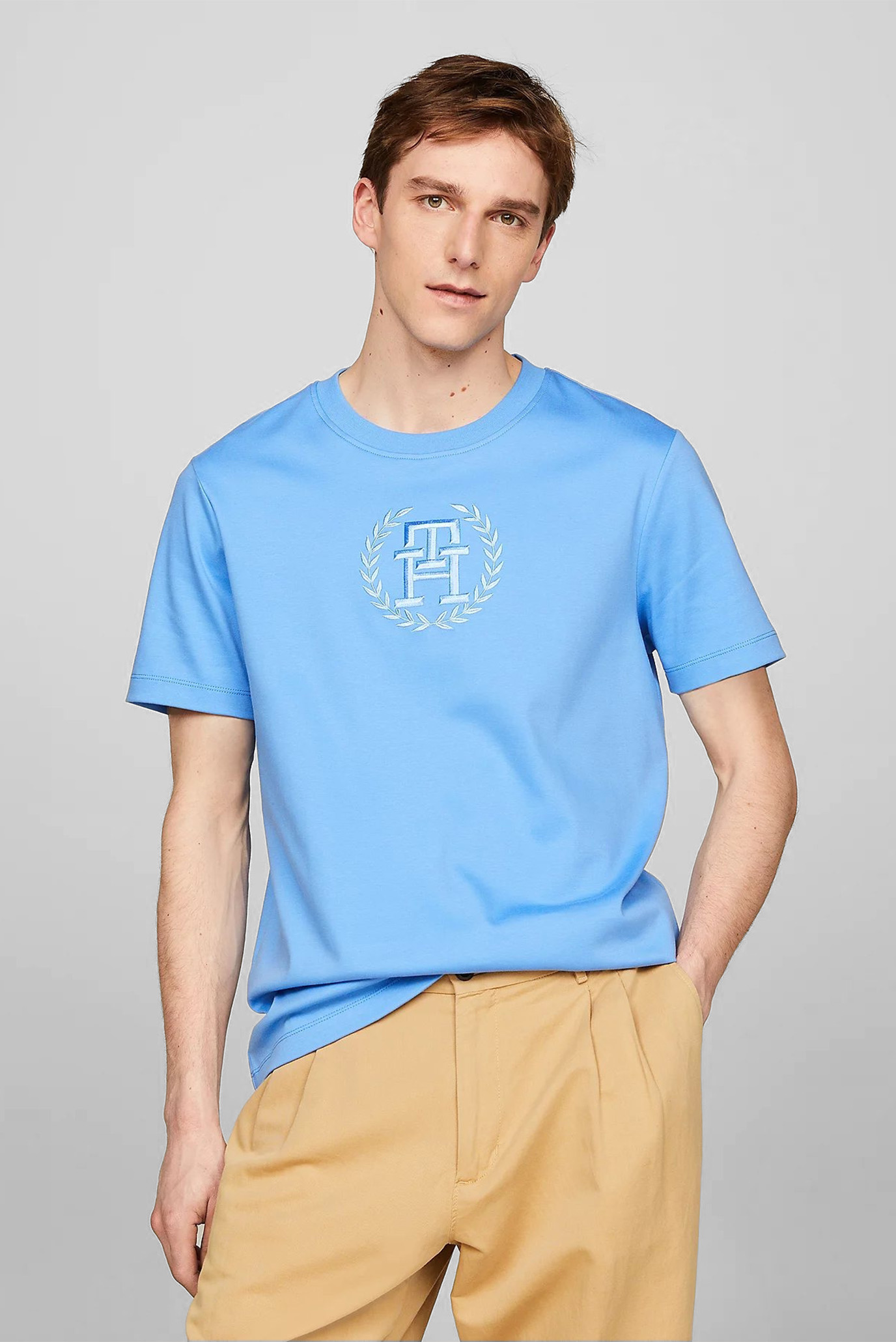 Мужская голубая футболка TONAL LAUREL EMBRO TEE 1