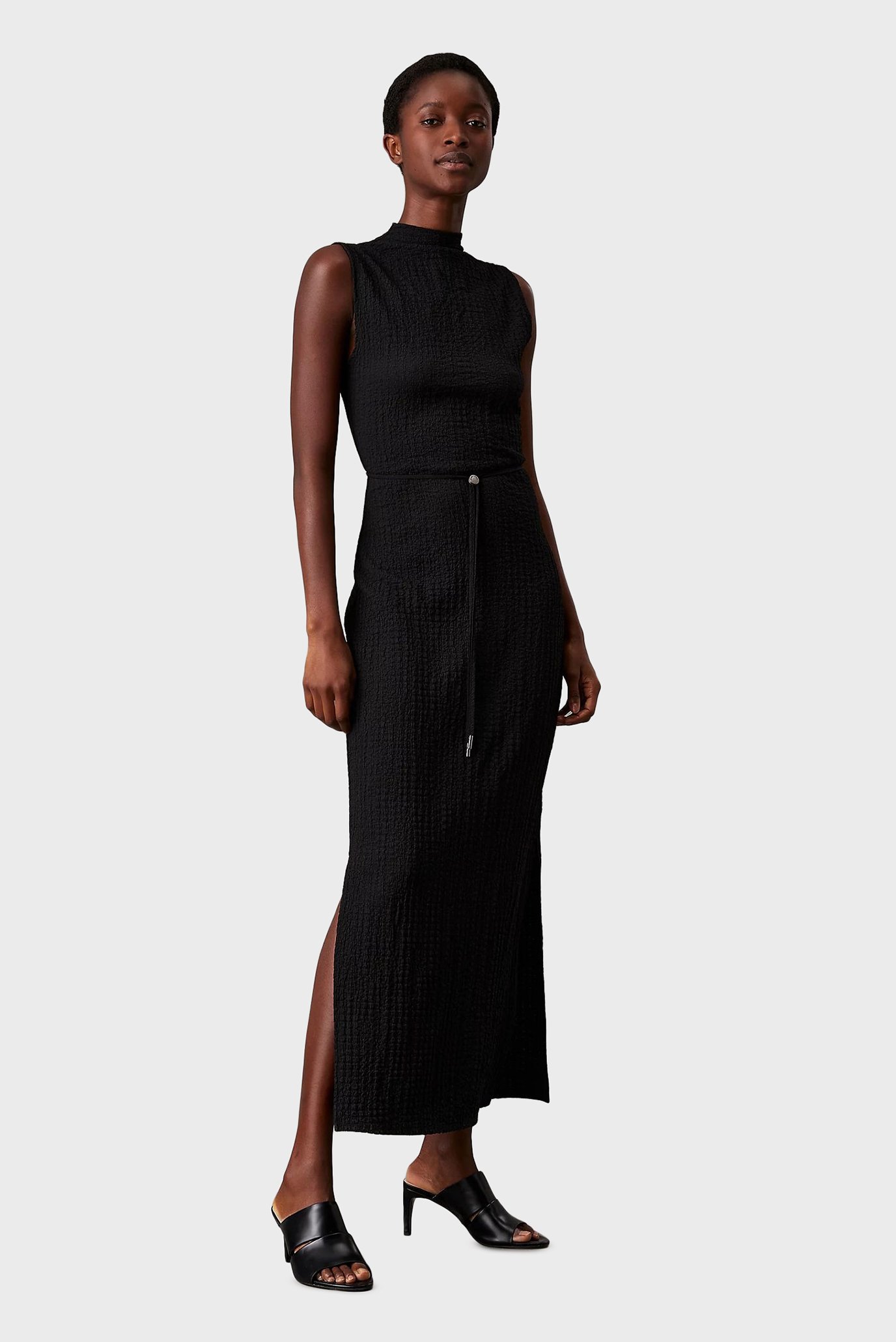 Женское черное платье CRINKLE JERSEY ANKLE DRESS Черный S Calvin Klein K20K208304 Женское черное платье CRINKLE JERSEY ANKLE DRESS Черный S Calvin Klein K20K208304