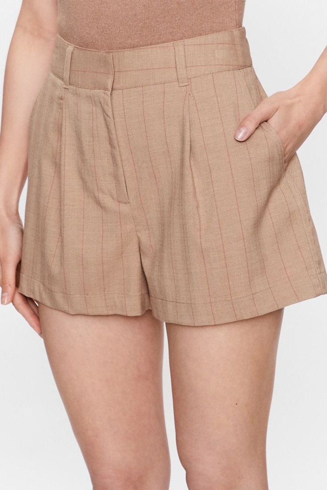Женские бежевые шорты в полоску Бежевый 6 DKNY P3BWCR08 Женские бежевые шорты в полоску Бежевый 6 DKNY P3BWCR08
