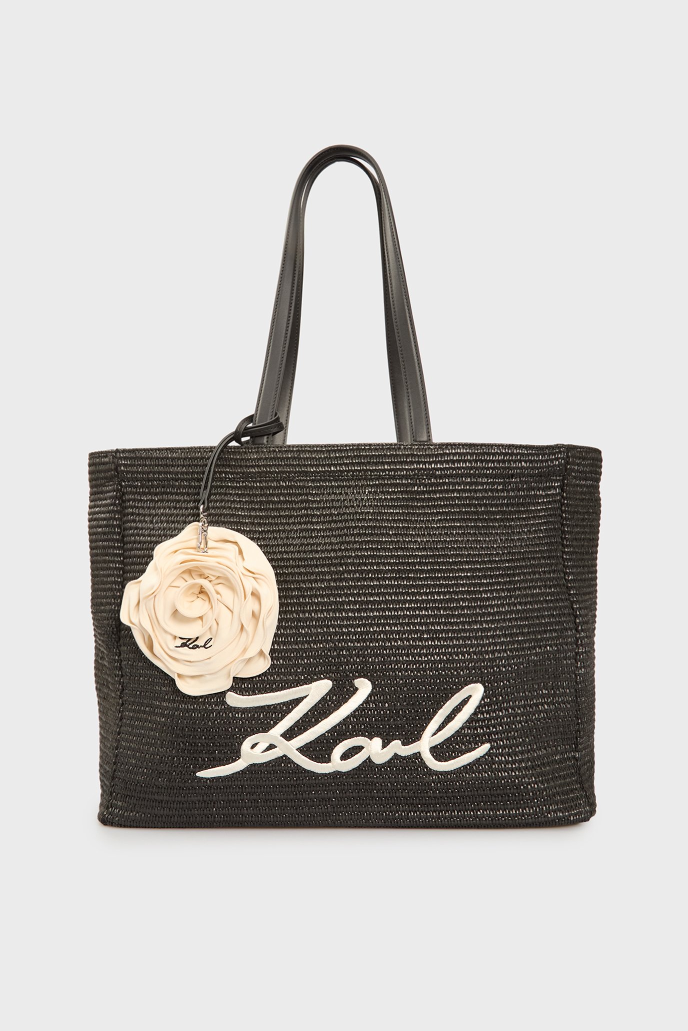 Женская черная сумка SIGNATURE FLOWER RAFFIA TOTE Черный ONESIZE Karl Lagerfeld A2W46049 Женская черная сумка SIGNATURE FLOWER RAFFIA TOTE Черный ONESIZE Karl Lagerfeld A2W46049