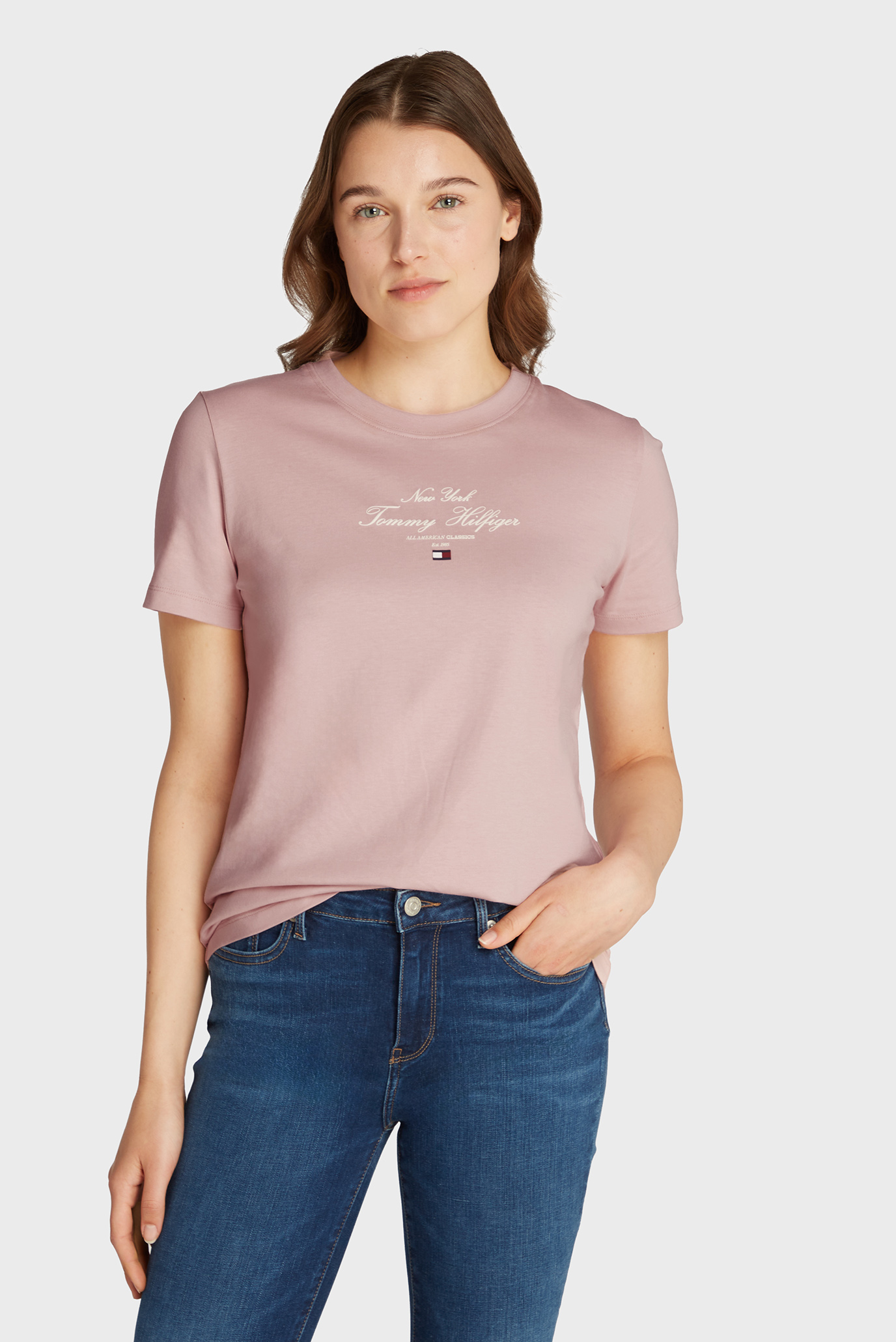 Женская розовая футболка REG SCRIPT C-NK SS Розовый S Tommy Hilfiger WW0WW43895 Женская розовая футболка REG SCRIPT C-NK SS Розовый S Tommy Hilfiger WW0WW43895