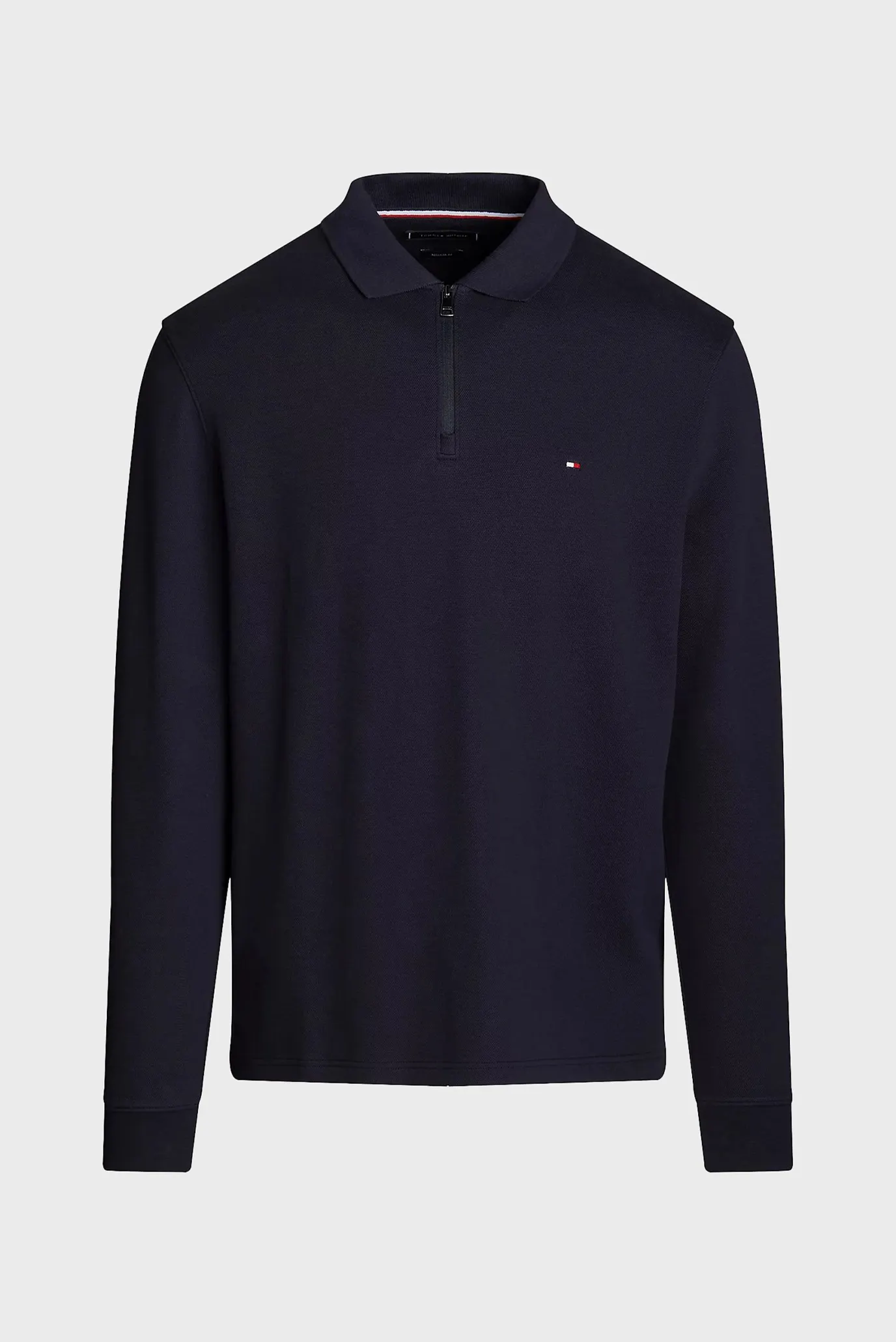 Мужское темно-синее поло L/S TEXTURED ZIP REG POLO 5