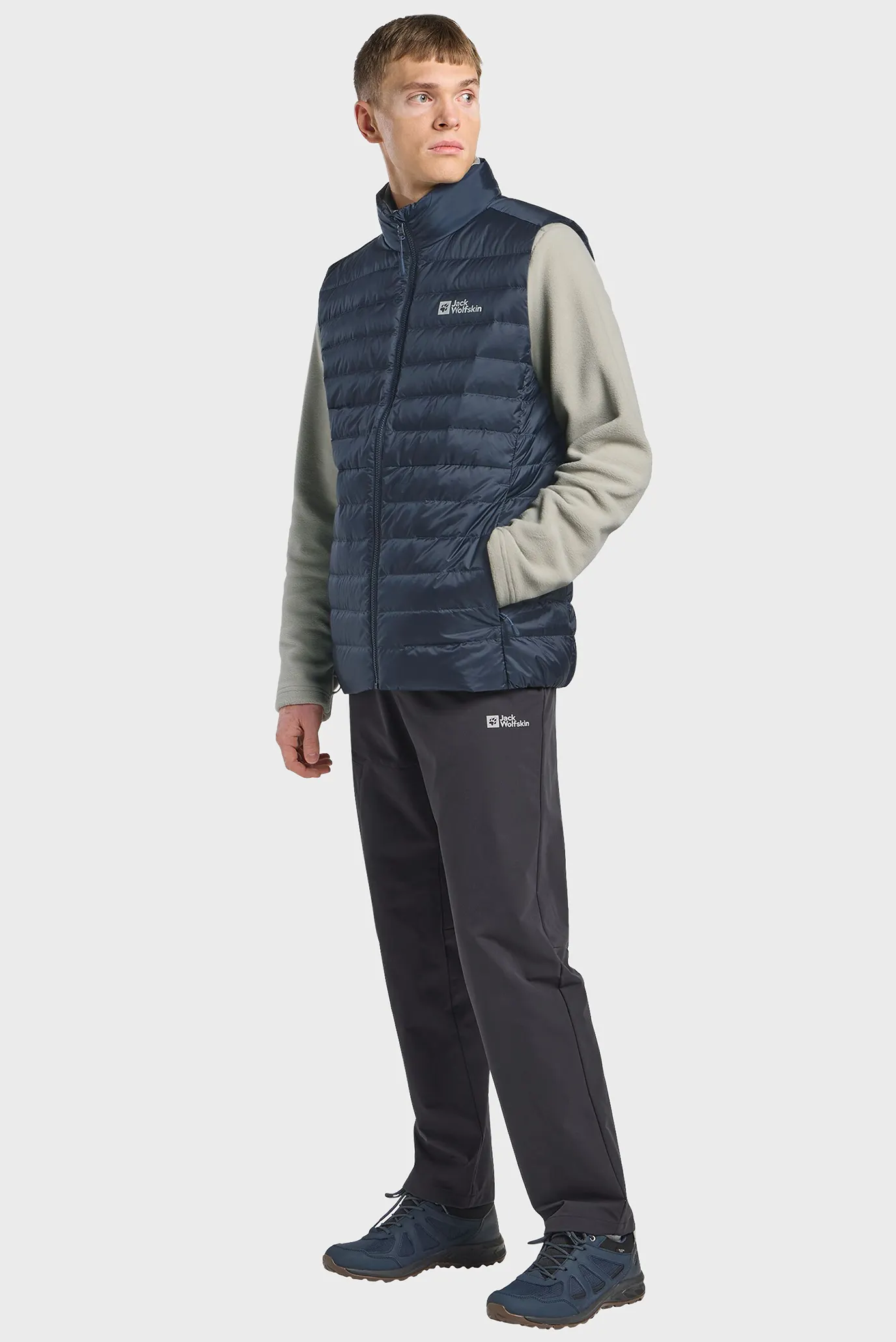 Мужской темно-синий пуховый жилет 2