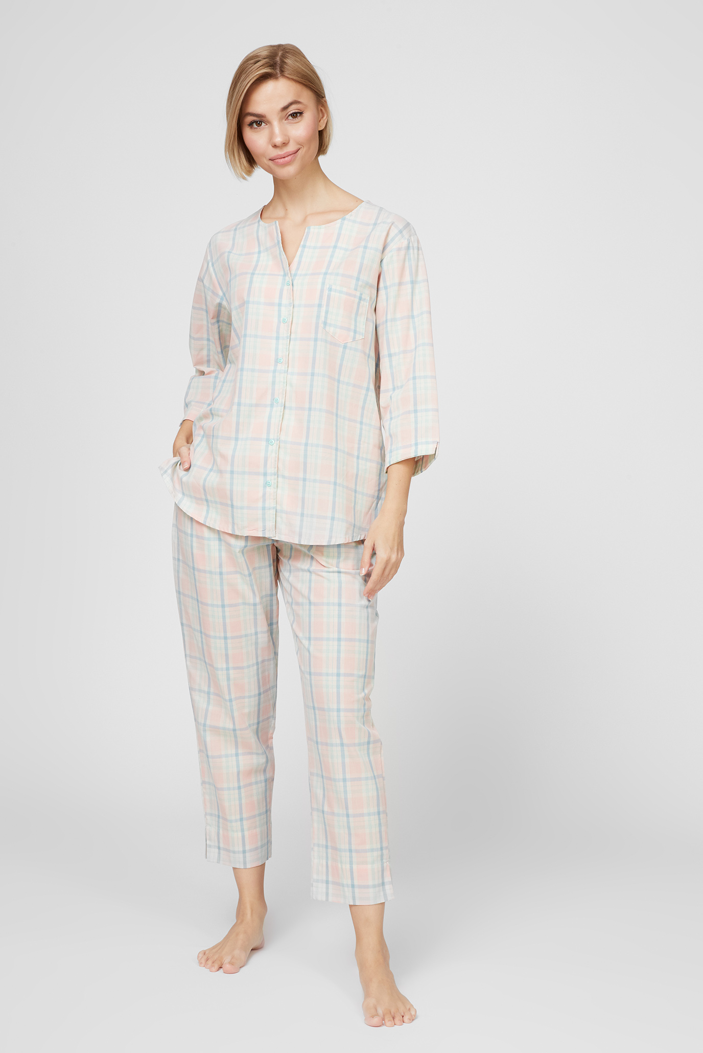 Женская пижама с узором (рубашка, брюки) 1