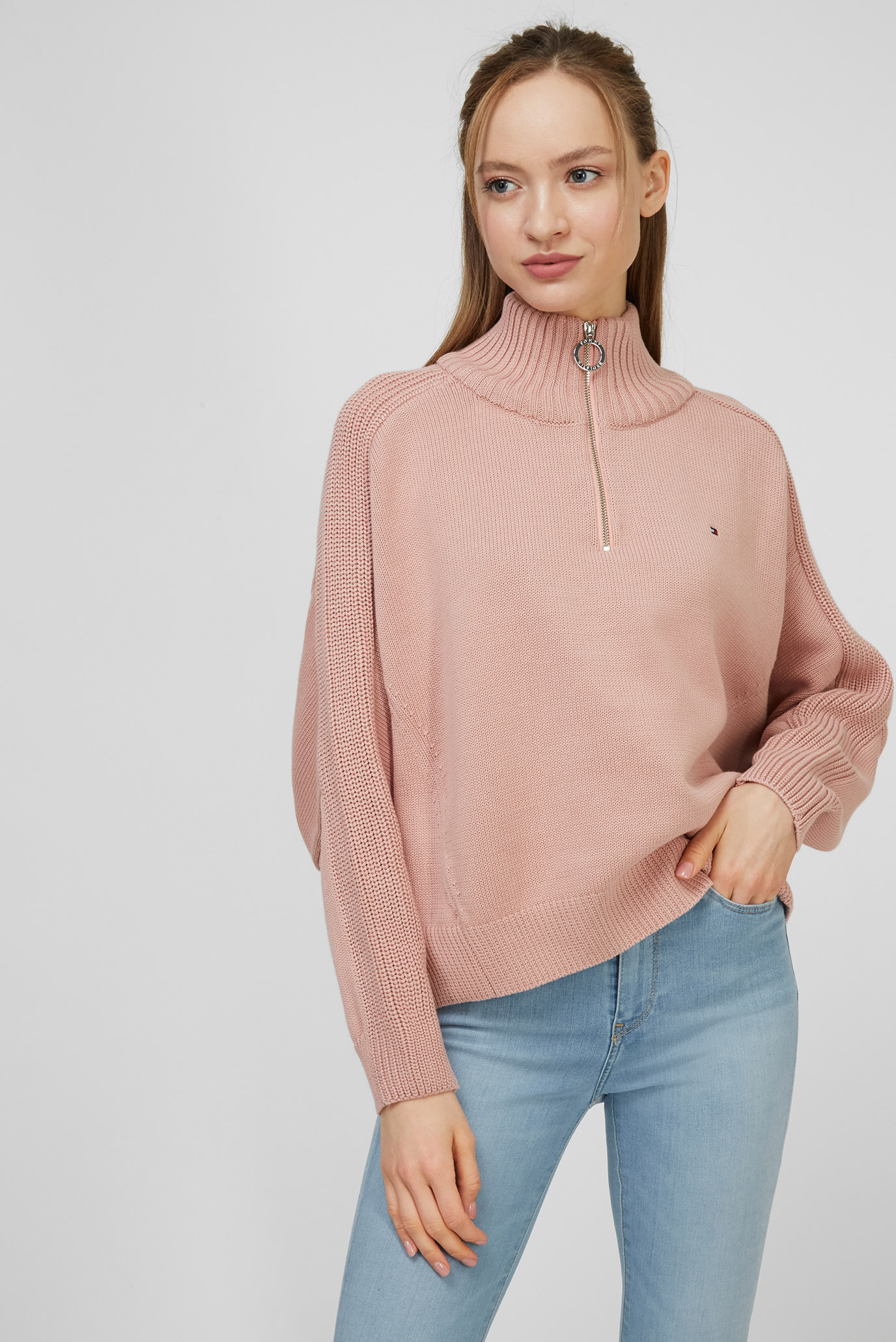 Жіночий рожевий светр ZIP-UP HIGH-NK SWT LS 1