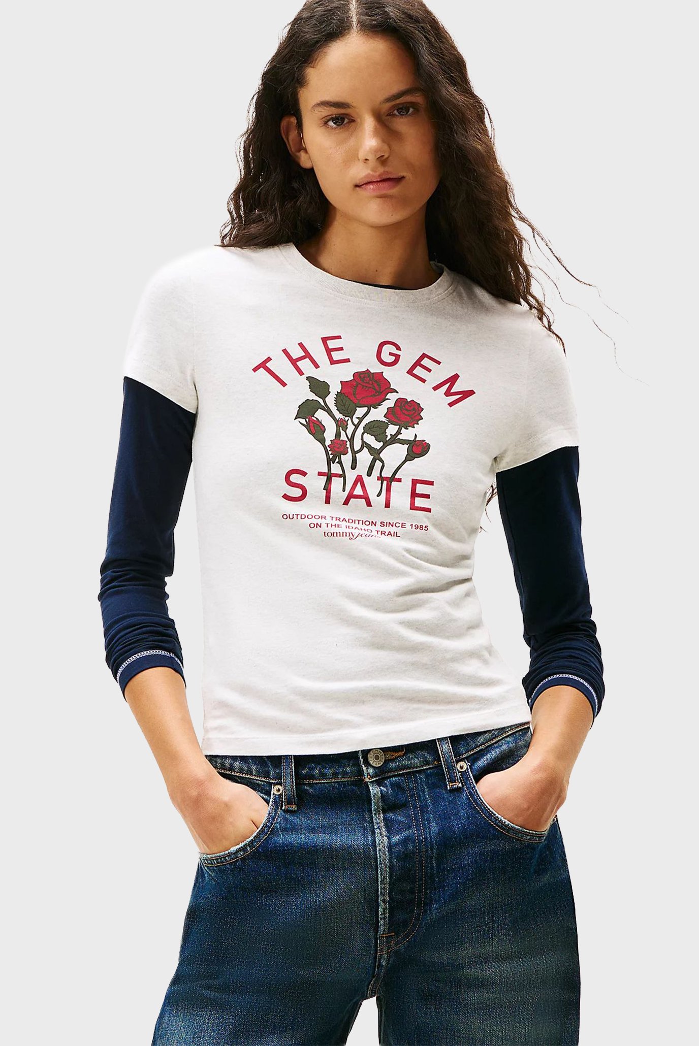 Женская светло-серая футболка IDAHO NOVELTY Серый M Tommy Jeans DW0DW21788 Женская светло-серая футболка IDAHO NOVELTY Серый M Tommy Jeans DW0DW21788