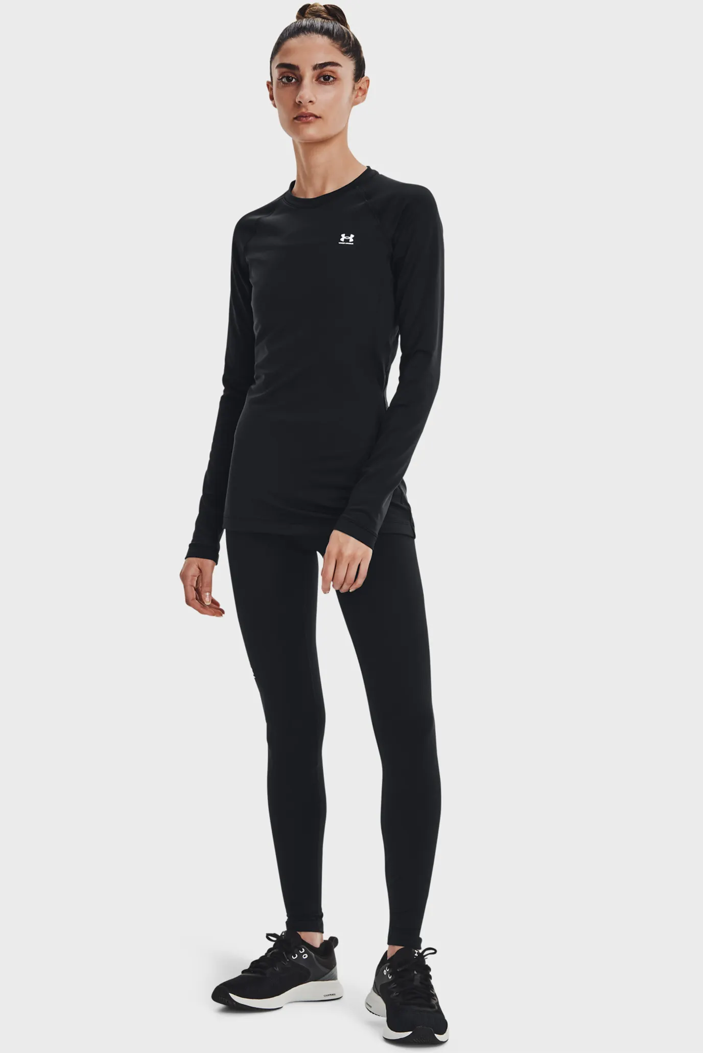 Женский черный лонгслив UA CG Authentics Crew 2