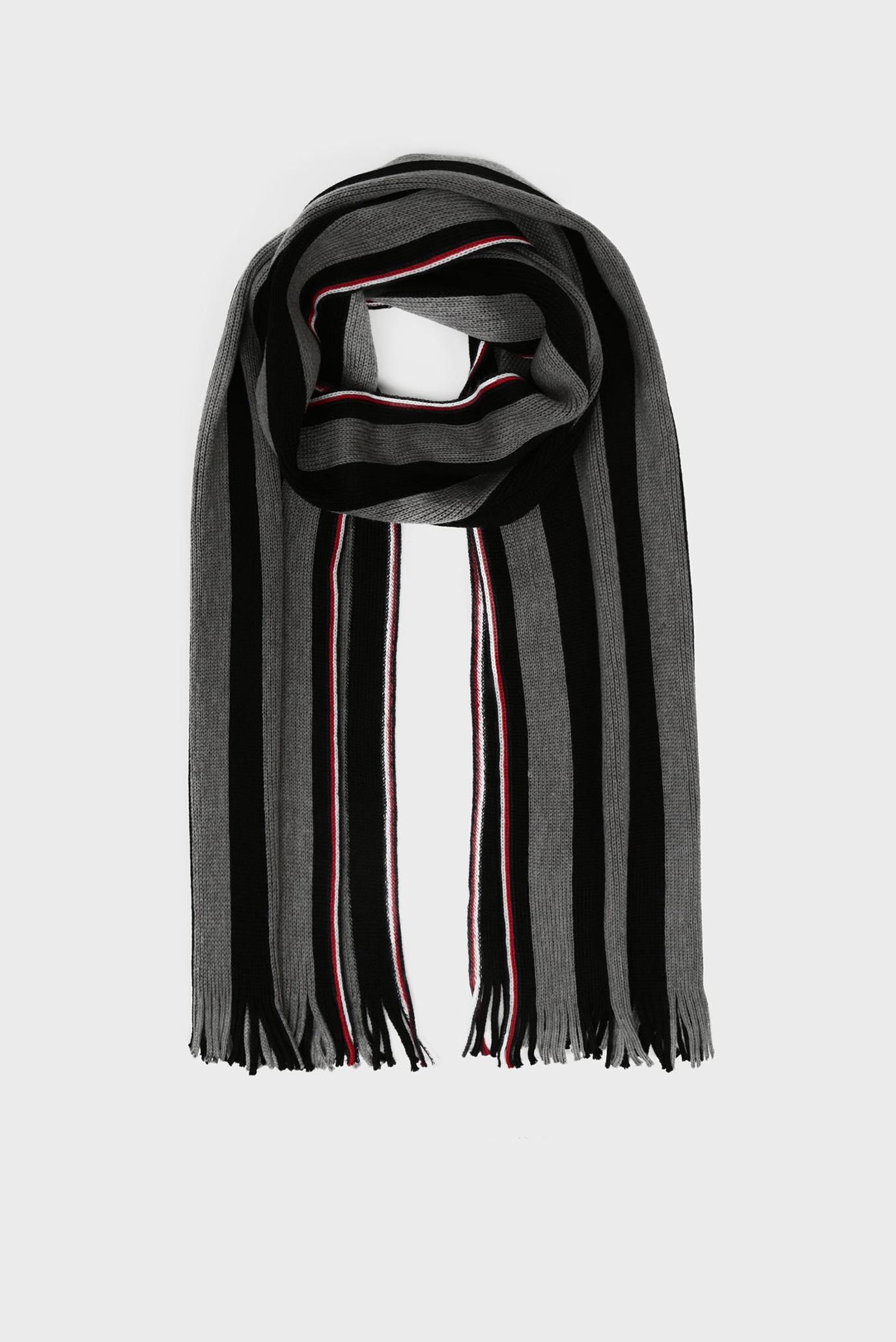 Чоловічий темно-сірий шарф STRIPY RASCHELLE SCARF 1