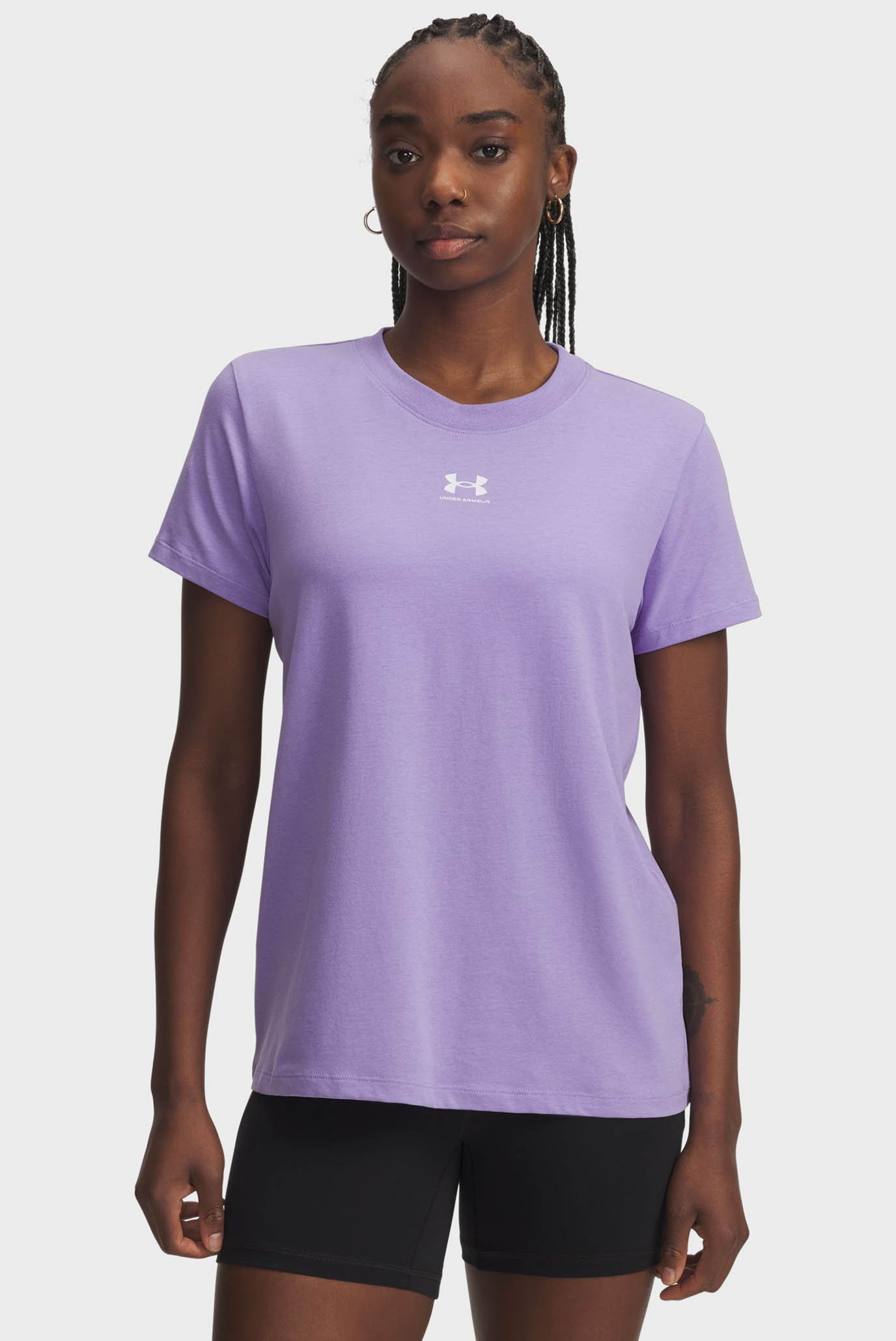 Женская сиреневая футболка UA Rival Core SS Сиреневый XS Under Armour 1383648-538 Женская сиреневая футболка UA Rival Core SS Сиреневый XS Under Armour 1383648-538