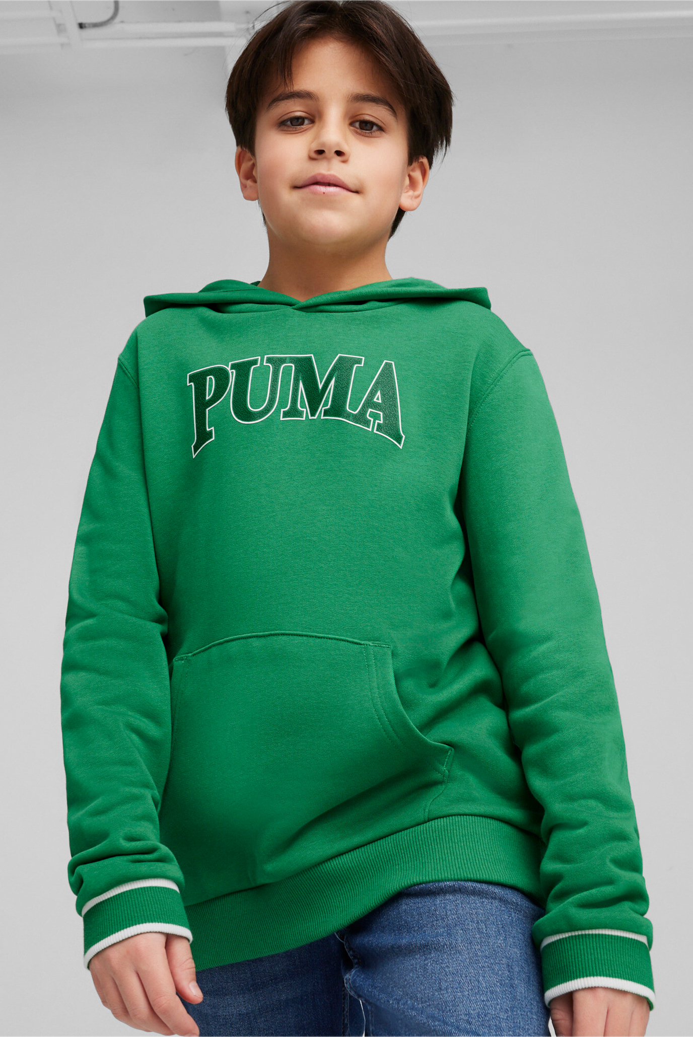 Детское зеленое худи PUMA SQUAD Youth Hoodie 1