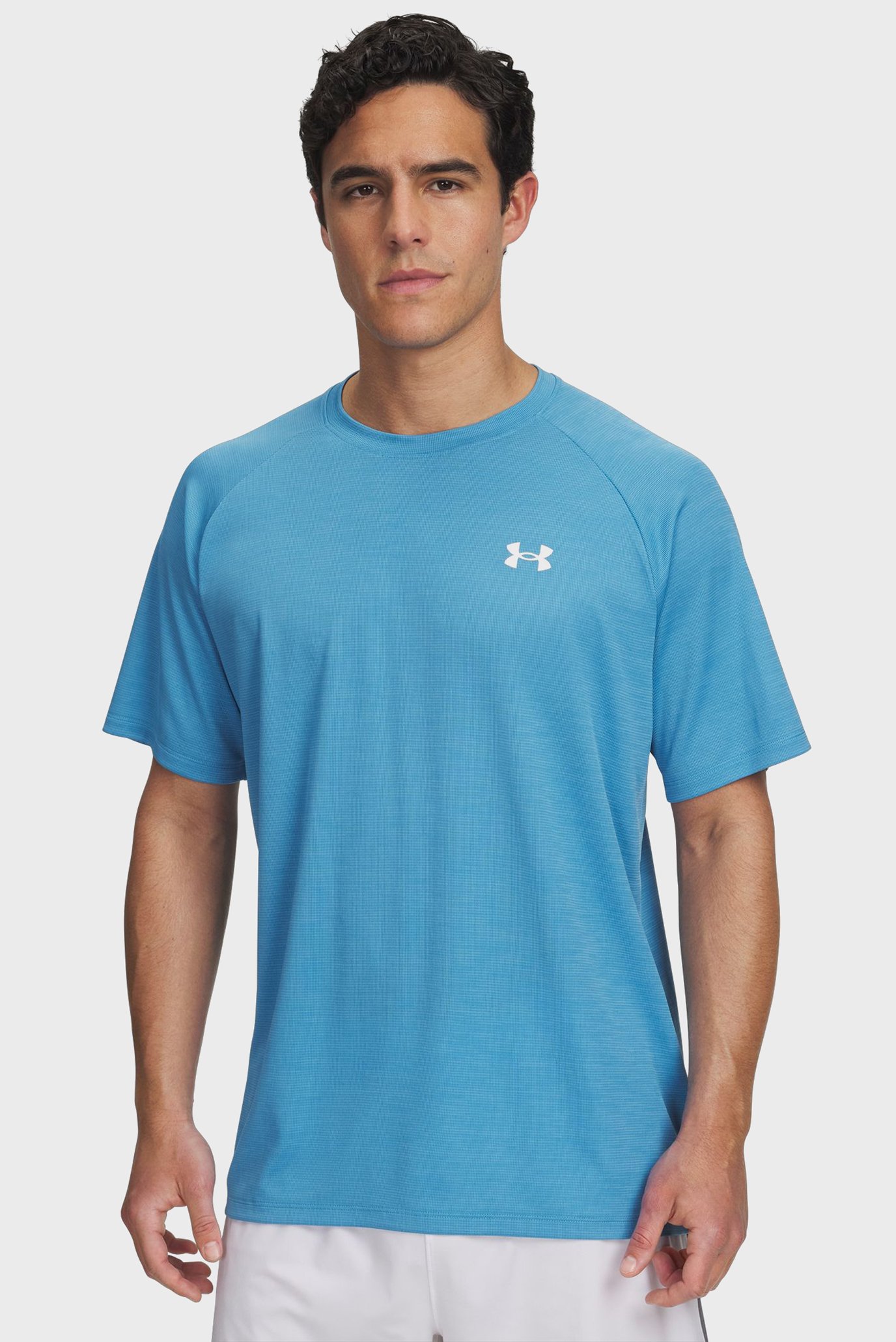 Мужская голубая футболка UA Tech Textured SS Голубой 3XL Under Armour 1382796-453