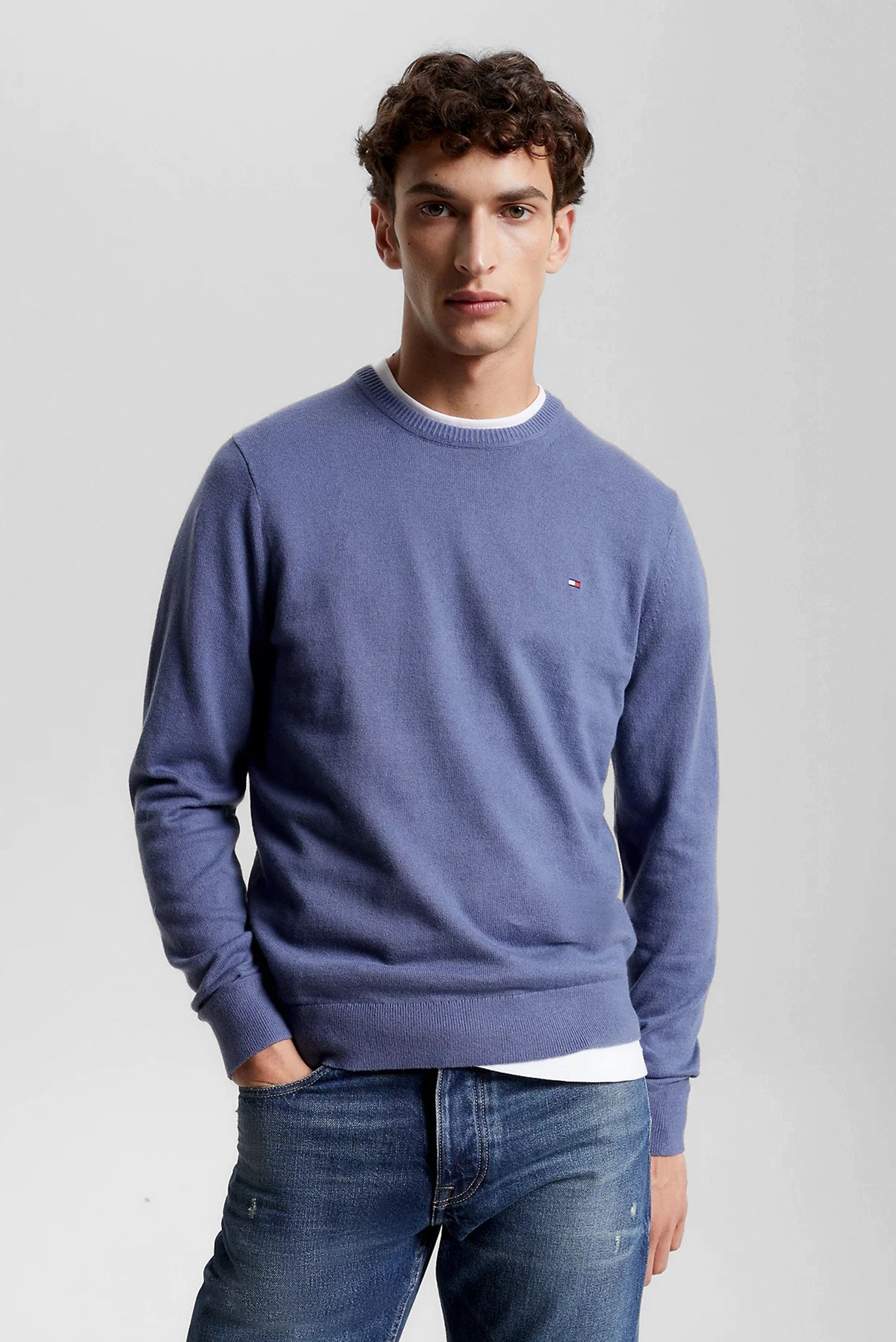 Чоловічий синій джемпер PIMA ORG CTN CASHMERE CREW NECK 1