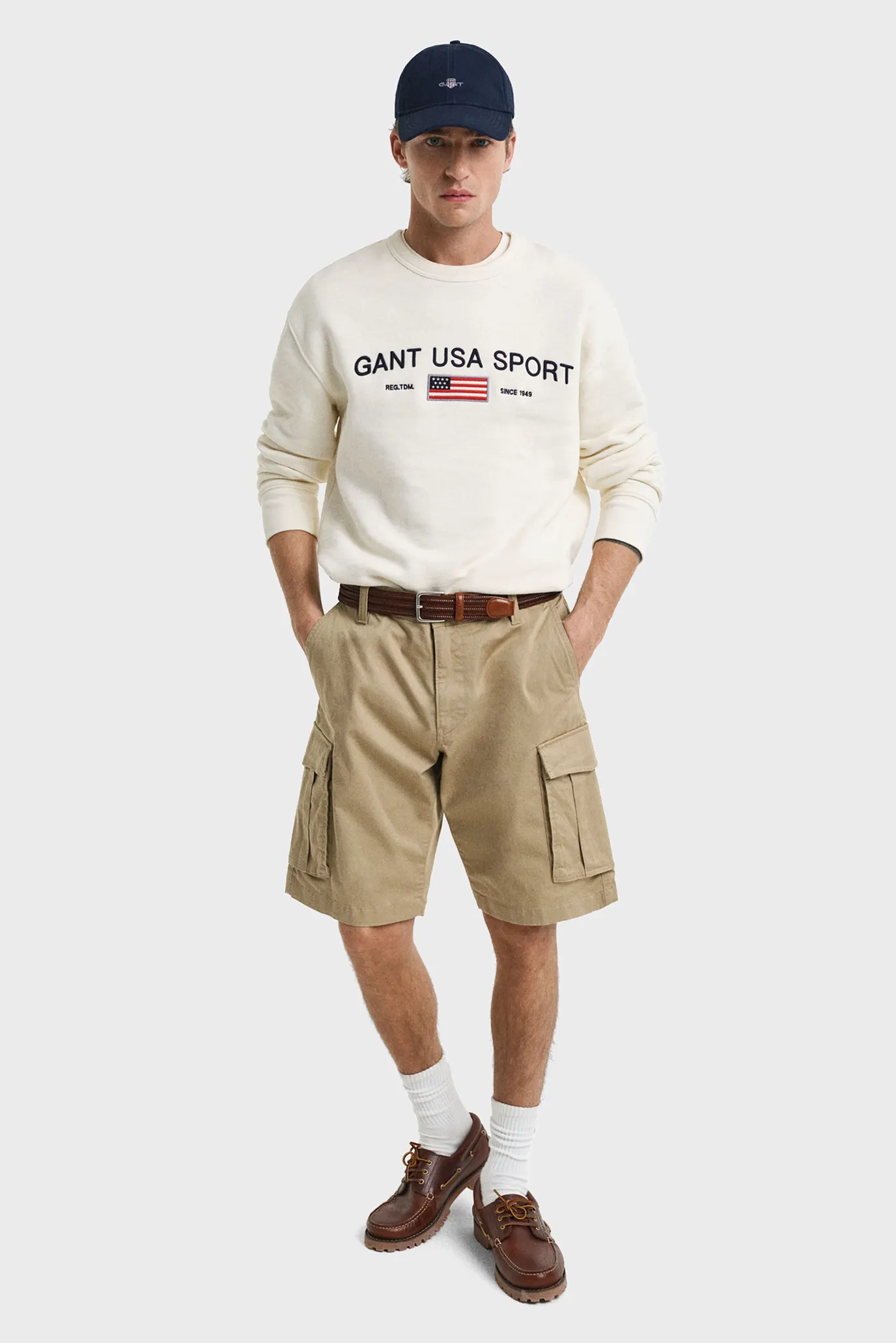 Чоловічі бежеві шорти RELAXED TWILL CARGO SHORTS 2
