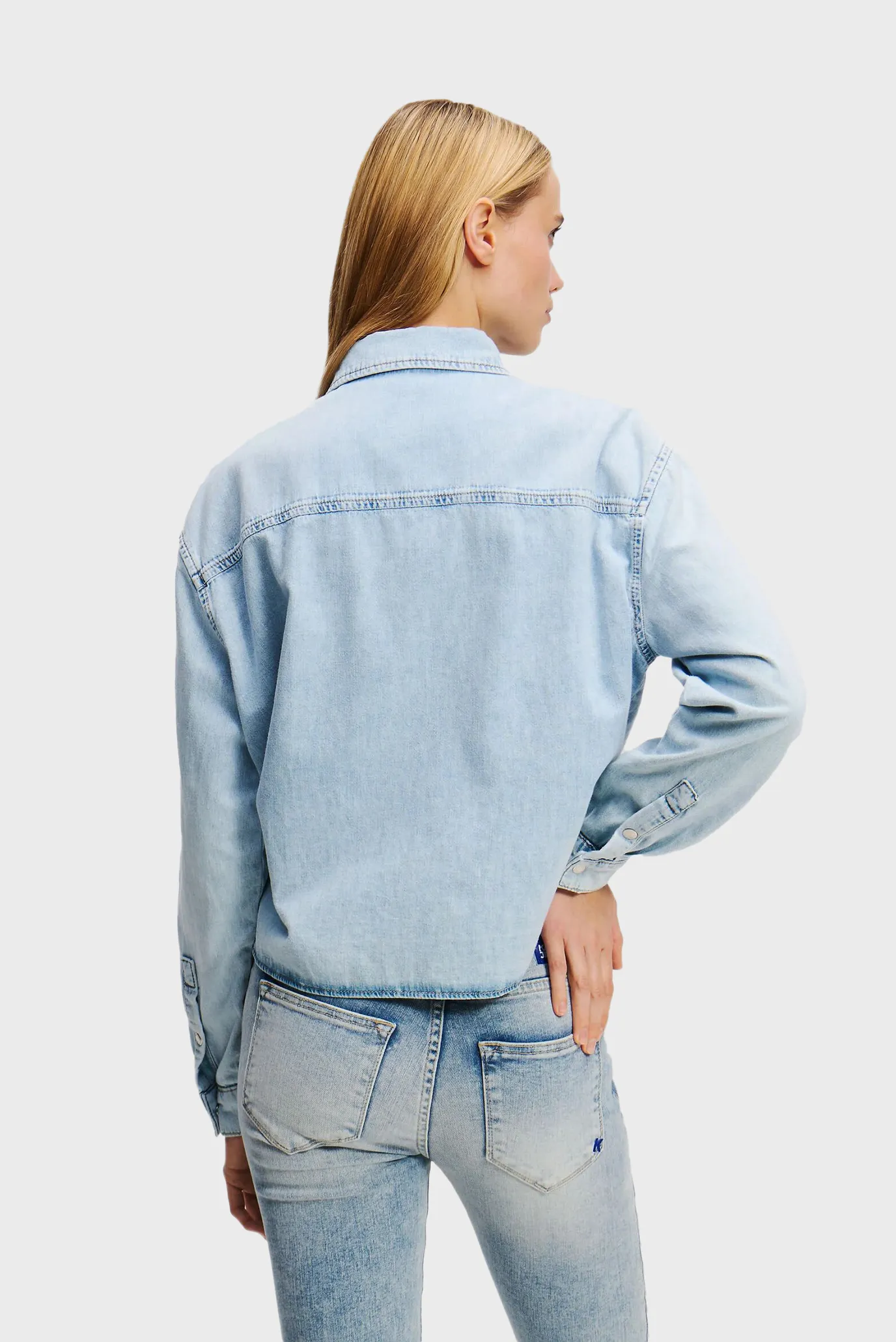 Женская голубая джинсова рубашка klj denim wrap shirt 3