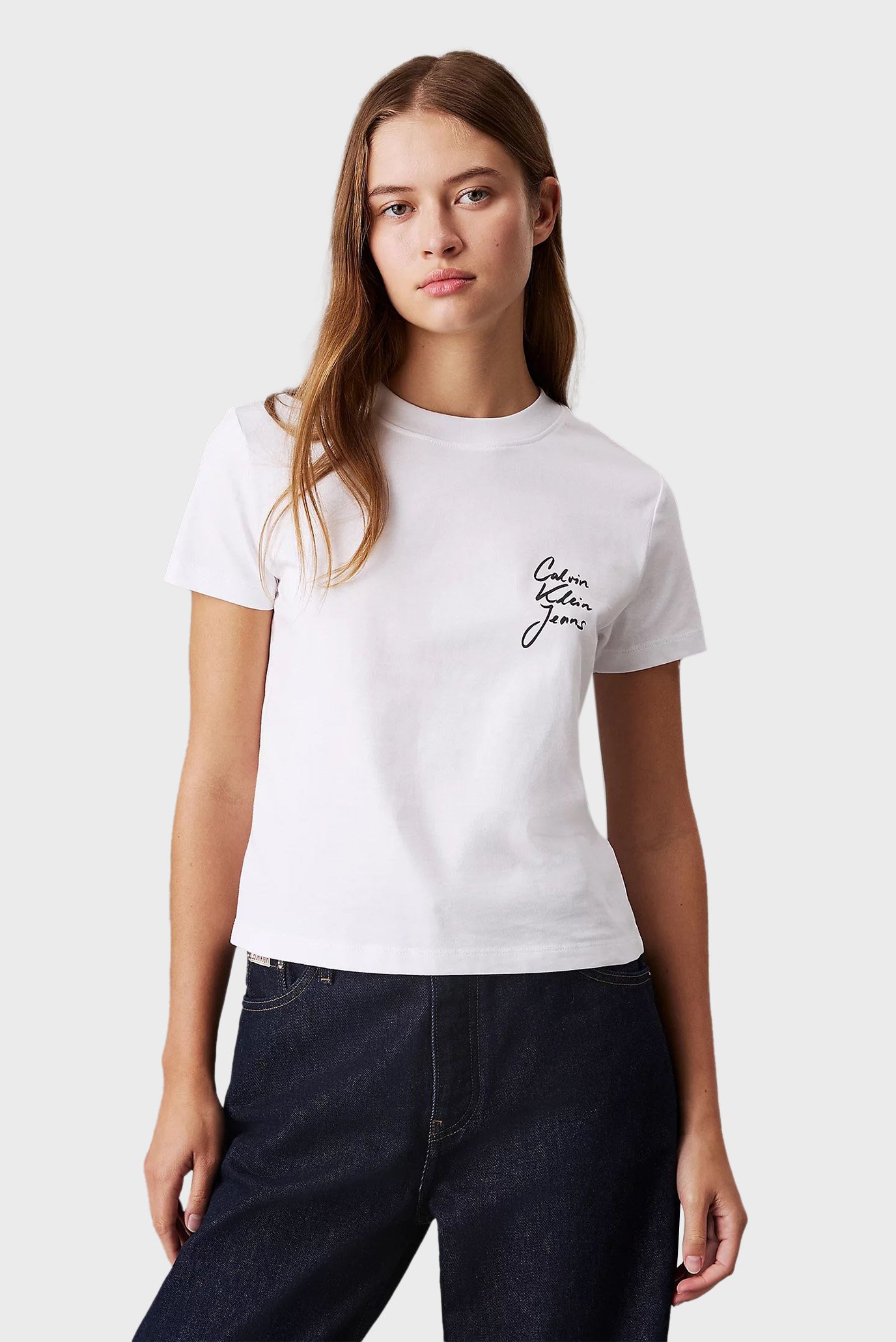 Женская белая футболка SCRIPT INSTITUTIONAL BABY TEE 1