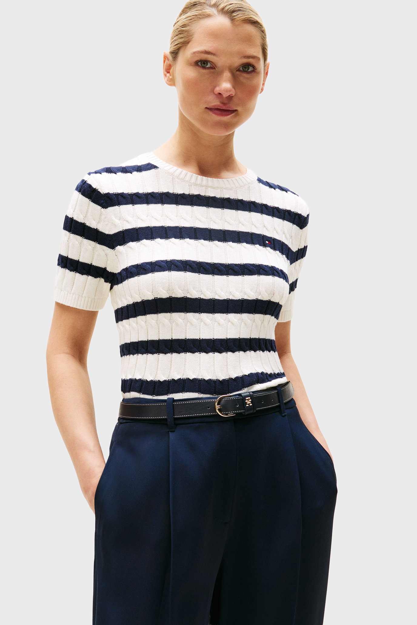 Женский джемпер в полоску CO CABLE MID Разноцветный M Tommy Hilfiger WW0WW45656 Женский джемпер в полоску CO CABLE MID Разноцветный M Tommy Hilfiger WW0WW45656