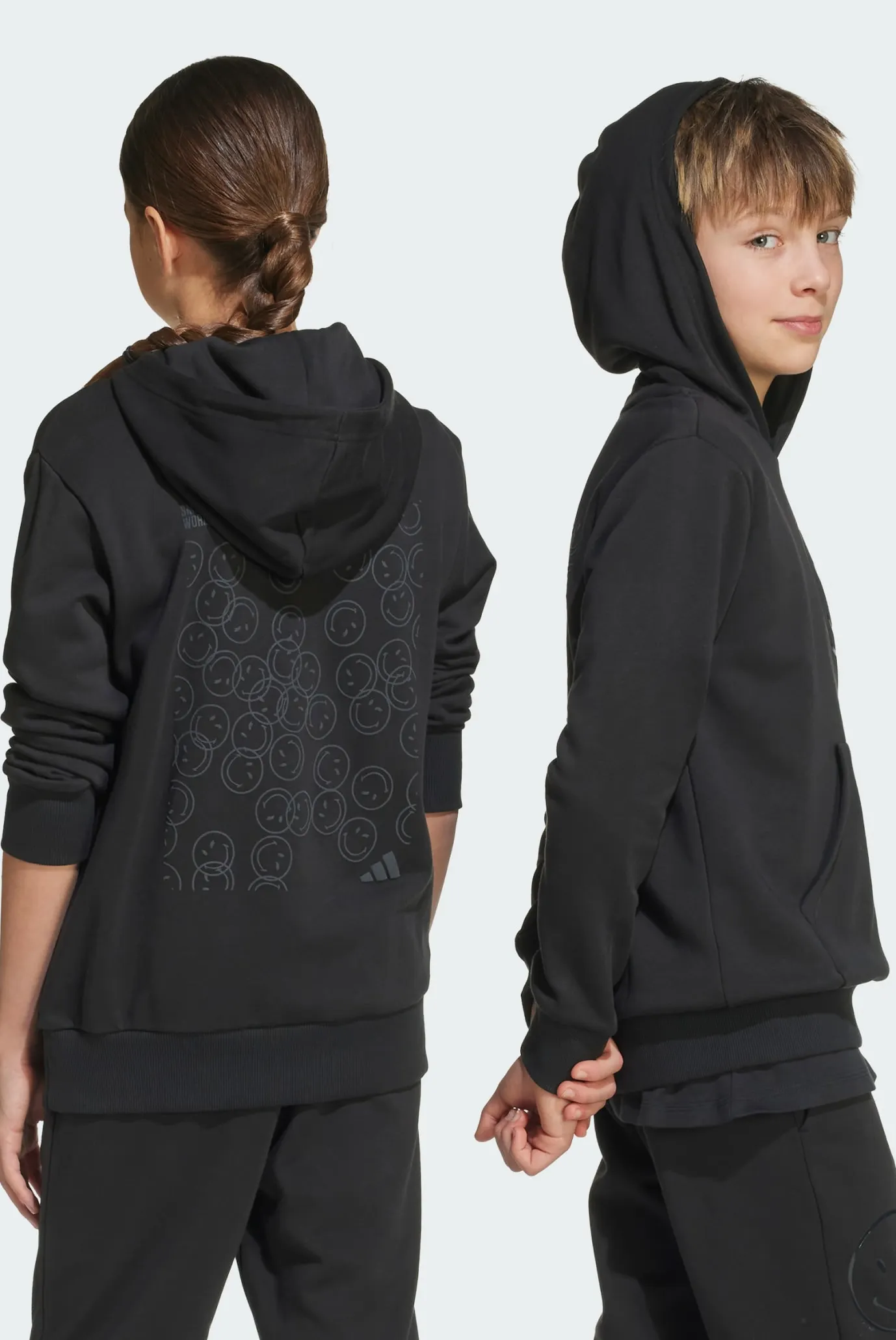 Детское черное худи adidas X Smileyworld Kids 3