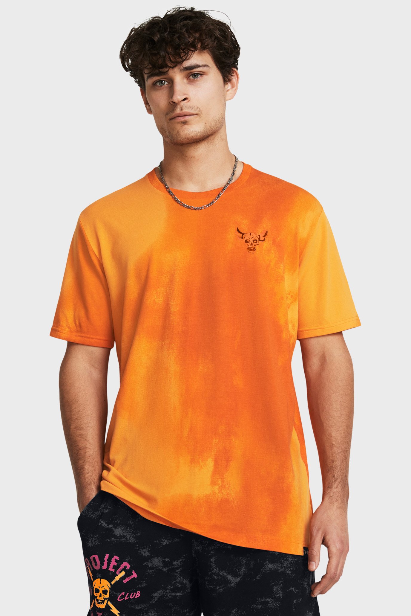 Мужская оранжевая футболка UA Pjt Rck Sun Wsh Grphic SS 1