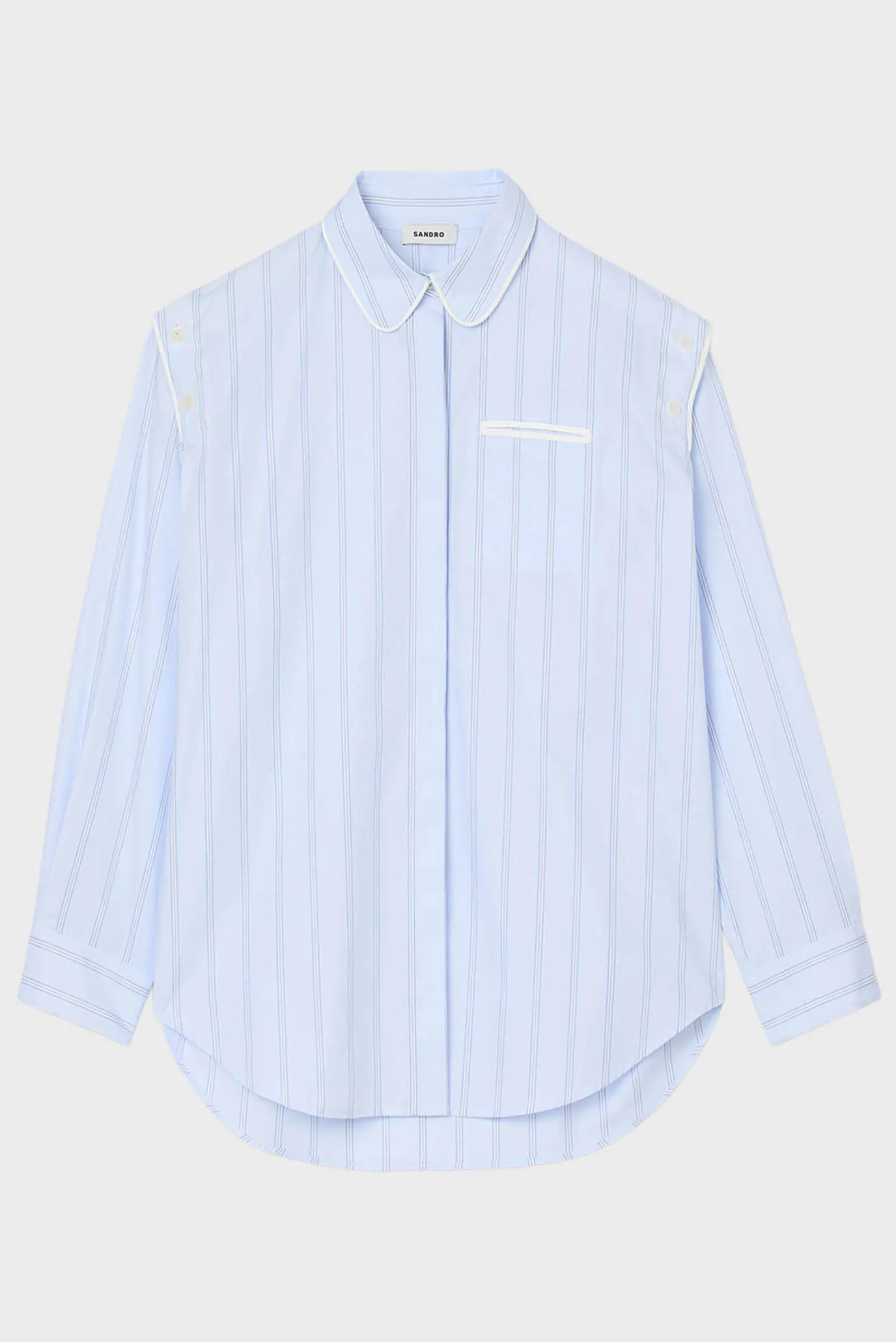 Жіноча блакитна сорочка у смужку 7