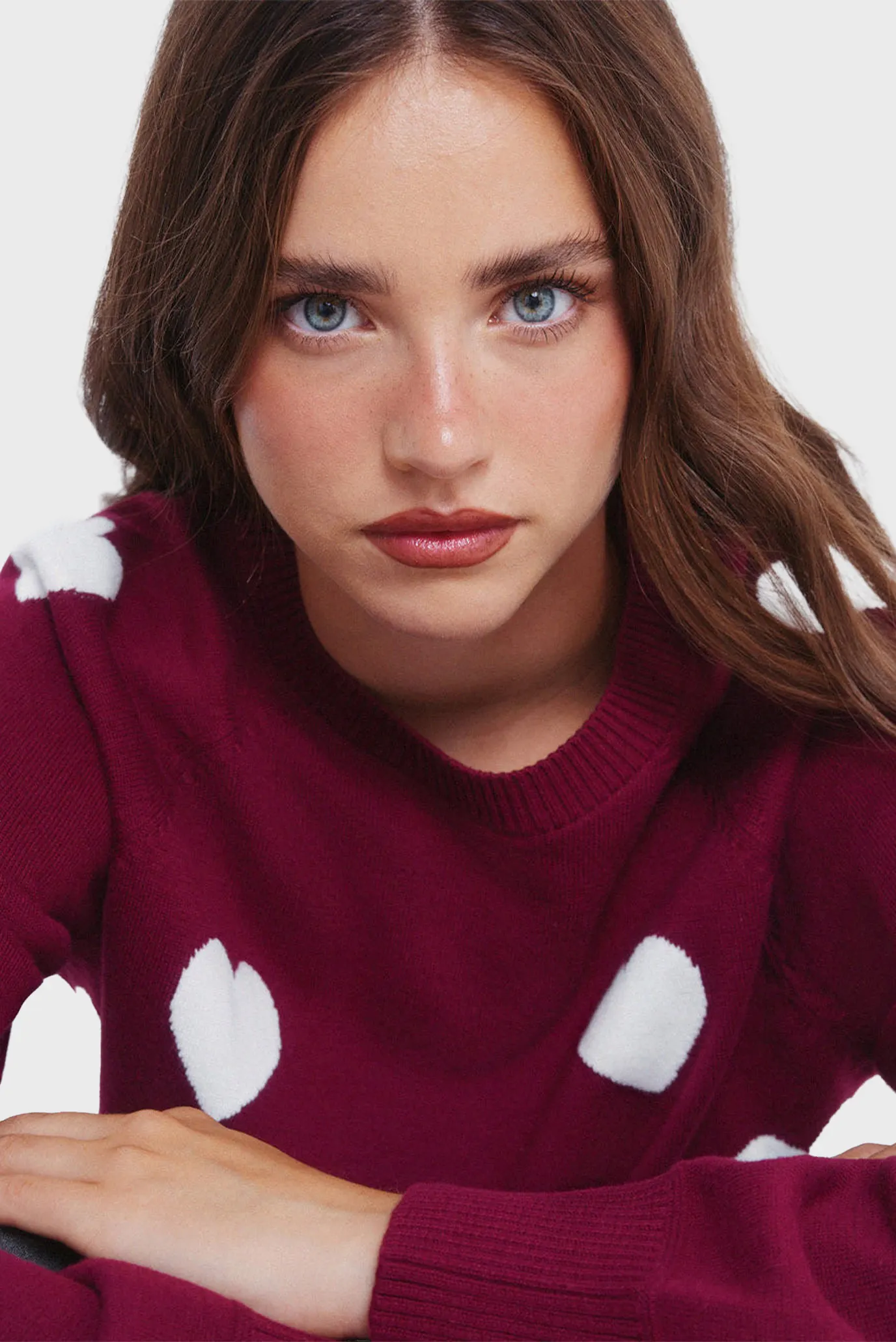 Женский бордовый джемпер с узором 2