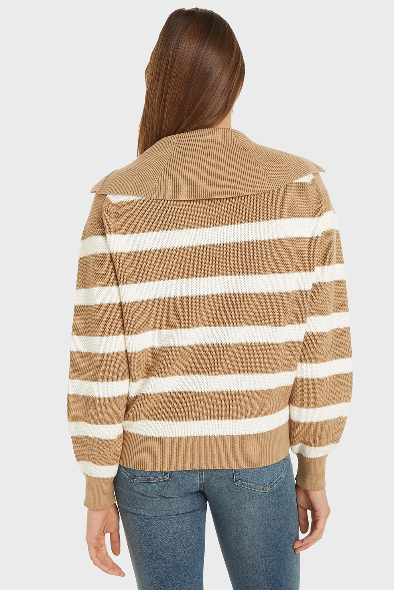 Женская бежевая кофта в полоску CO CARDI STITCH 1/2 ZIP 2