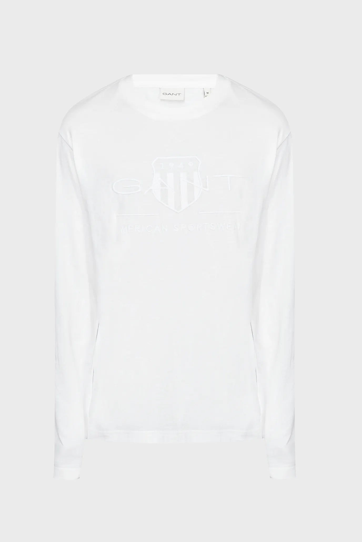 Чоловічий білий лонгслів REG TONAL SHIELD 6