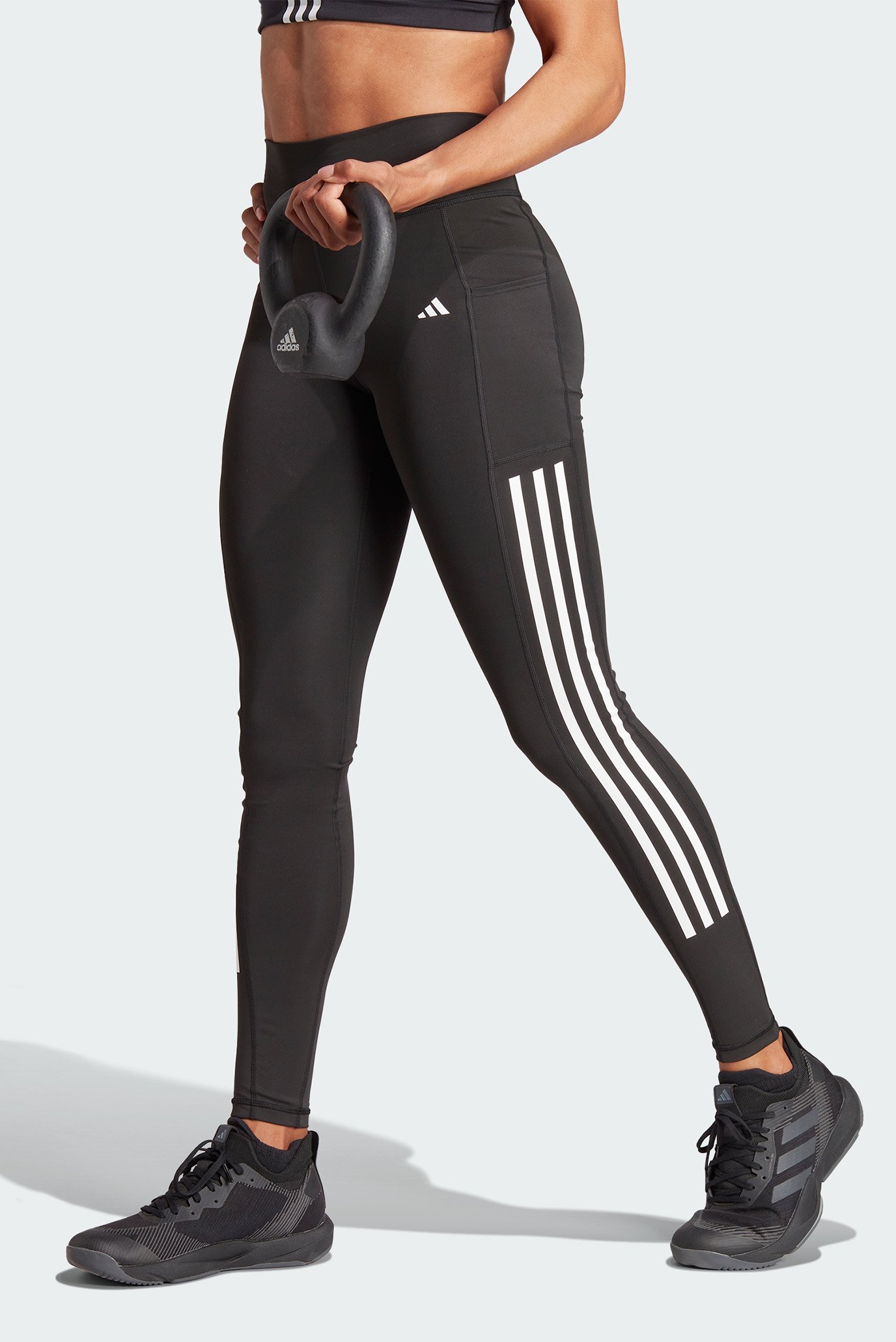 Жіночі чорні тайтси Optime 3-Stripes Full-Length 1