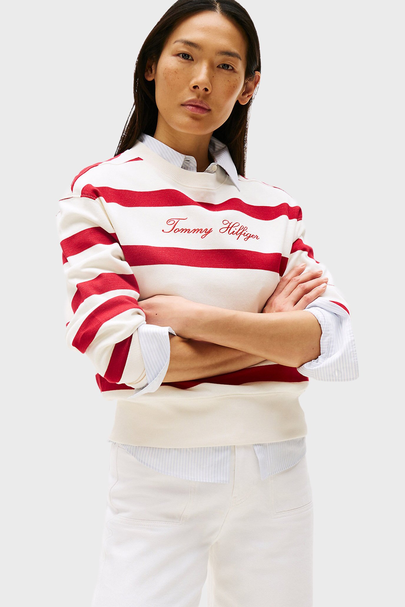 Женский свитшот в полоску SCRIPT REG Разноцветный M Tommy Hilfiger WW0WW45743