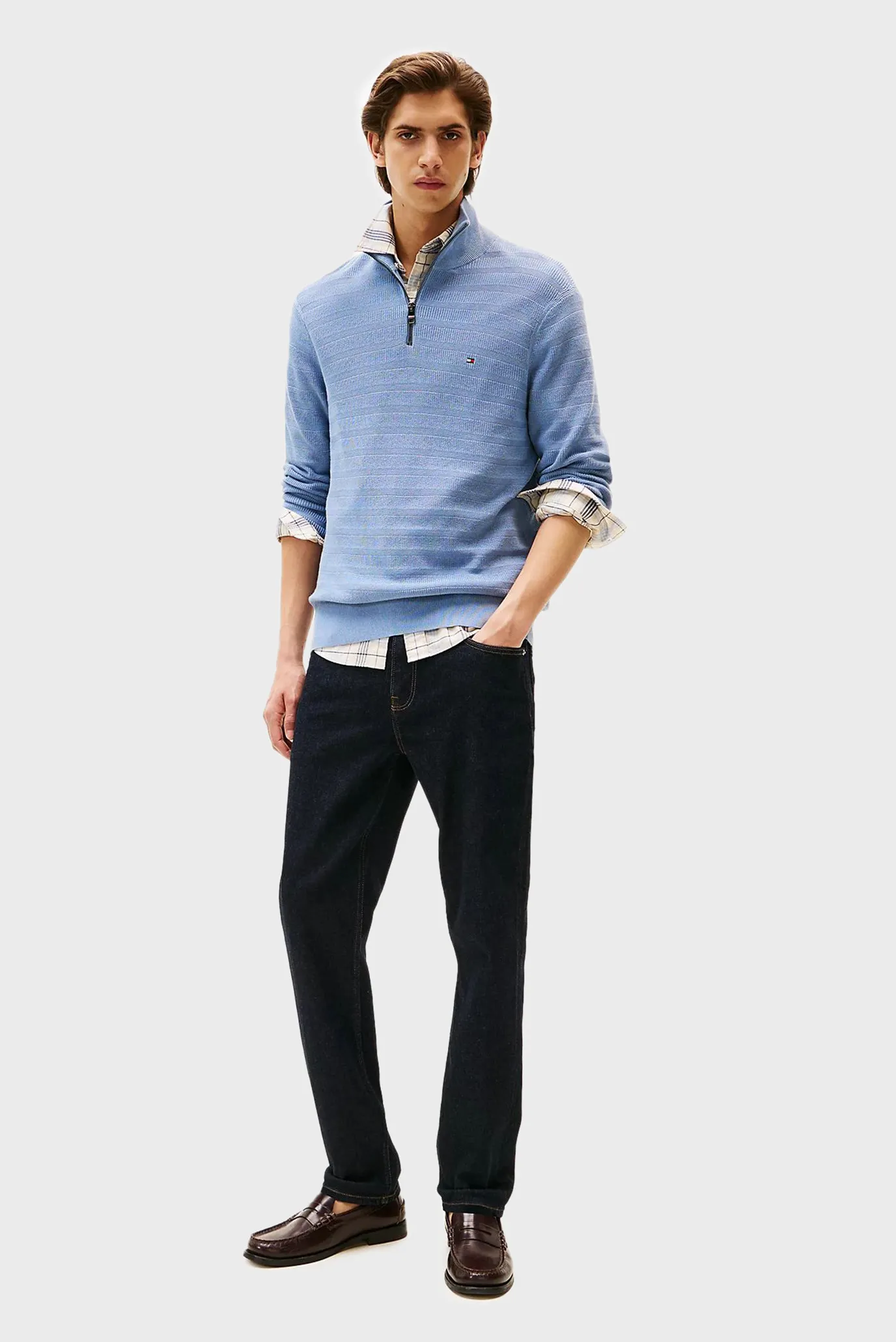 Мужская голубая кофта STRIPE STRUCTURE ZIP 2