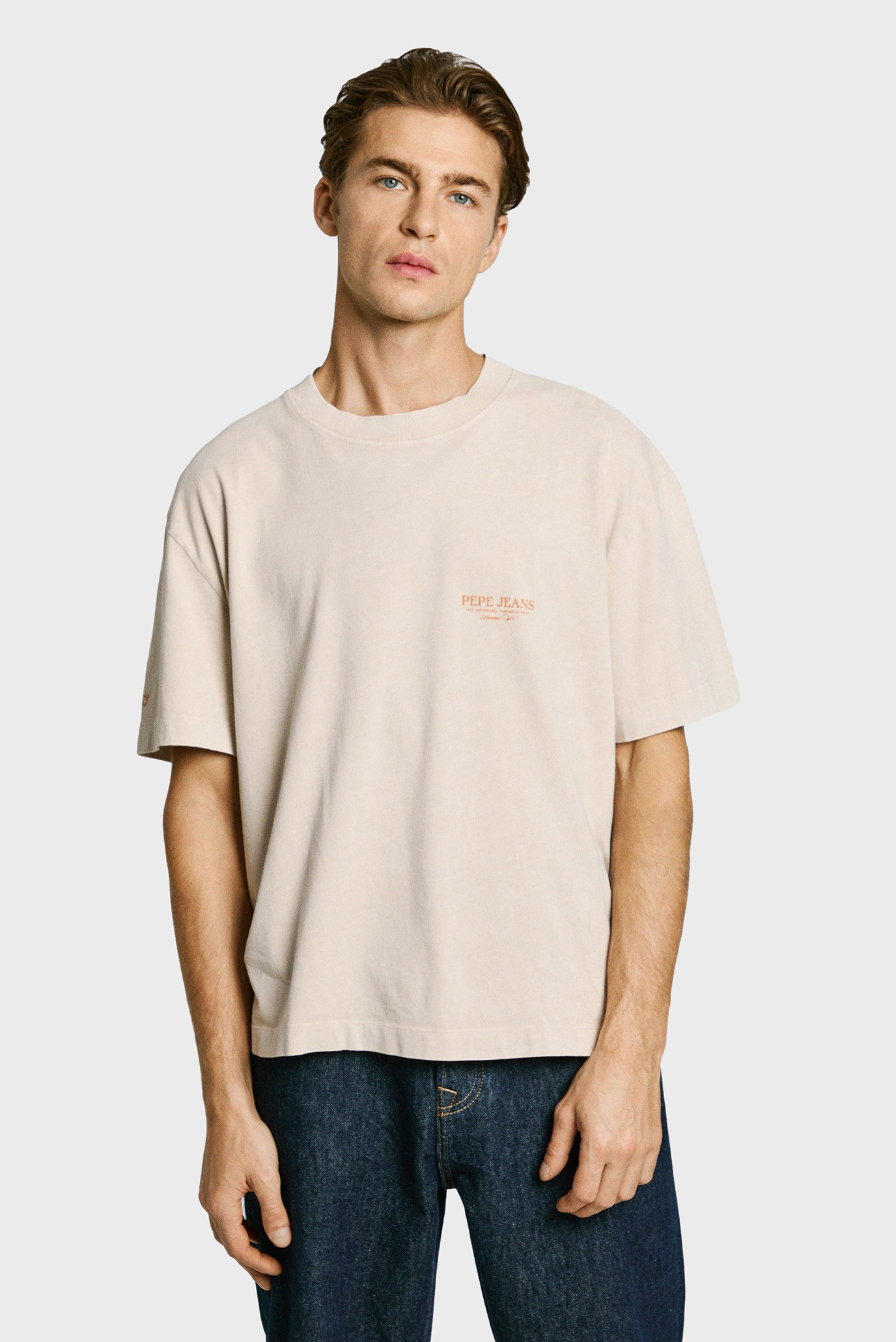 Мужская бежевая футболка DUSTER TEE Бежевый L Pepe Jeans PM509773 Мужская бежевая футболка DUSTER TEE Бежевый L Pepe Jeans PM509773