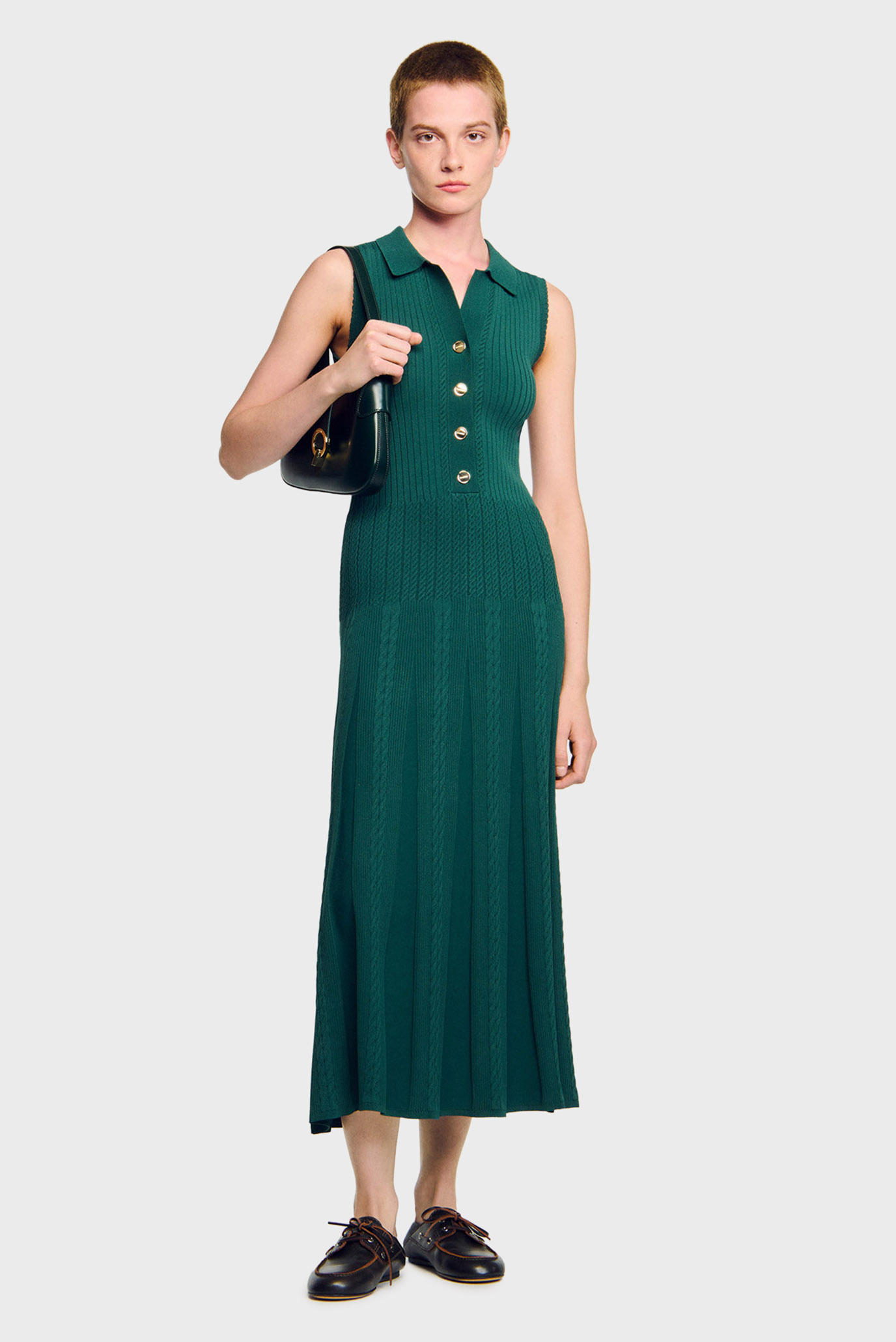 Женское зеленое платье Зеленый 40 Sandro SFPRO04437_Dark Green Женское зеленое платье Зеленый 40 Sandro SFPRO04437_Dark Green