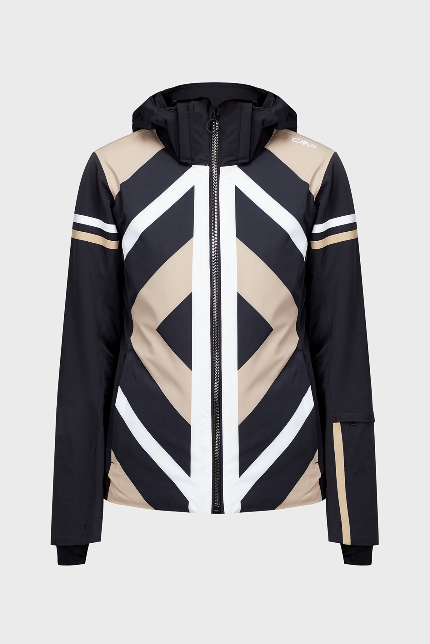 Женская черная лыжная куртка с узором 1