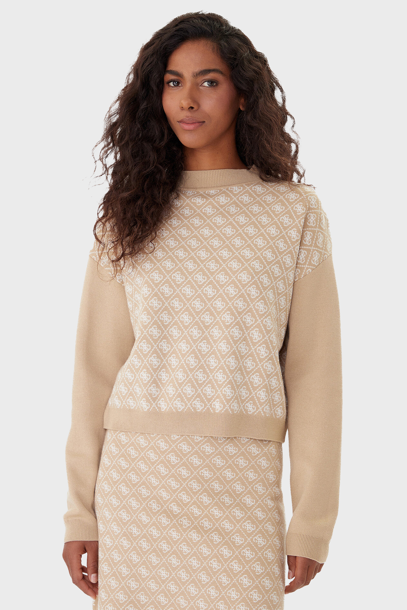 Женский бежевый джемпер с узором Бежевый XS Guess W5BR23.Z3JD2;FNI4 Женский бежевый джемпер с узором Бежевый XS Guess W5BR23.Z3JD2;FNI4