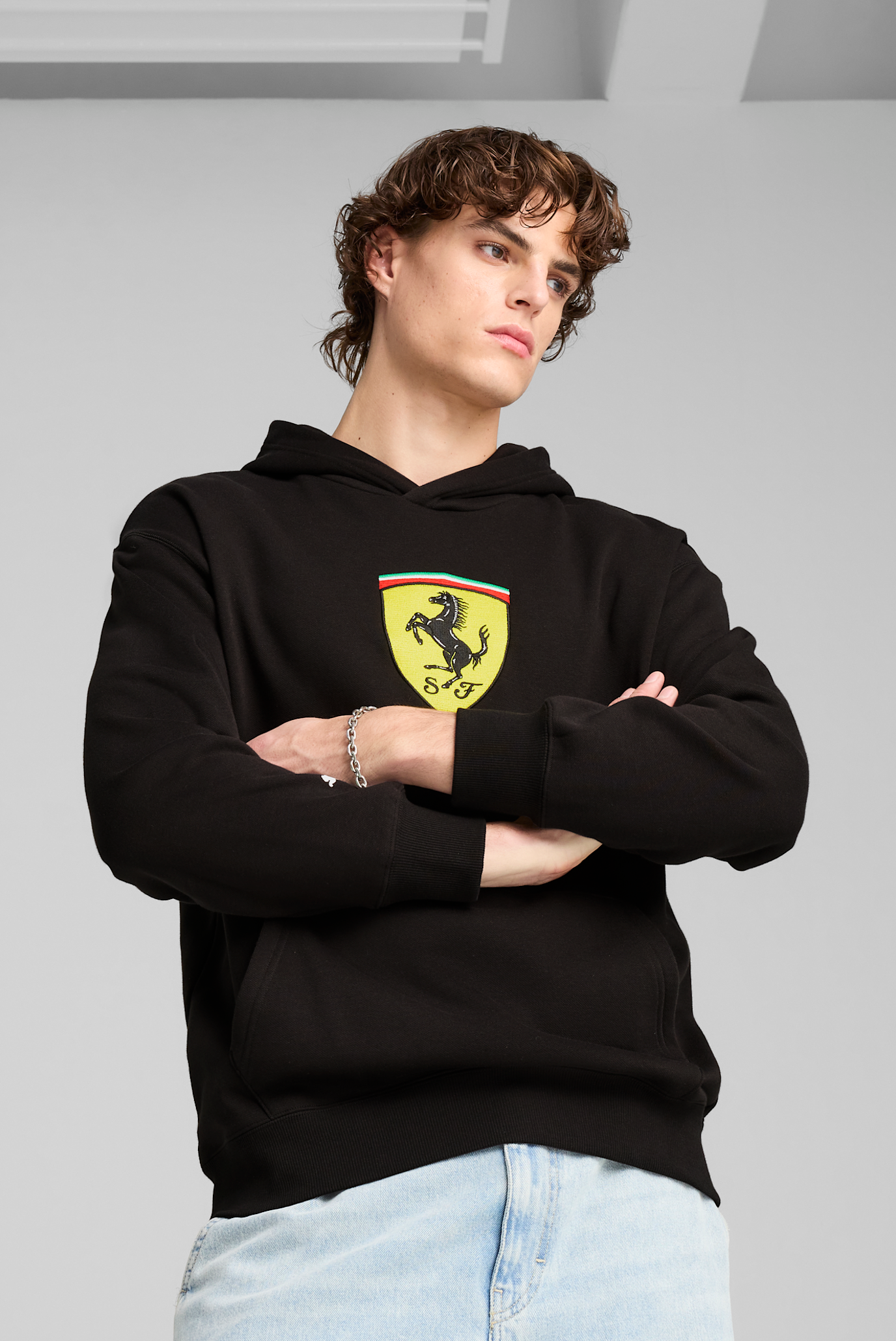 Мужское черное худи Scuderia Ferrari Race Big Shield Hoodie Men 1