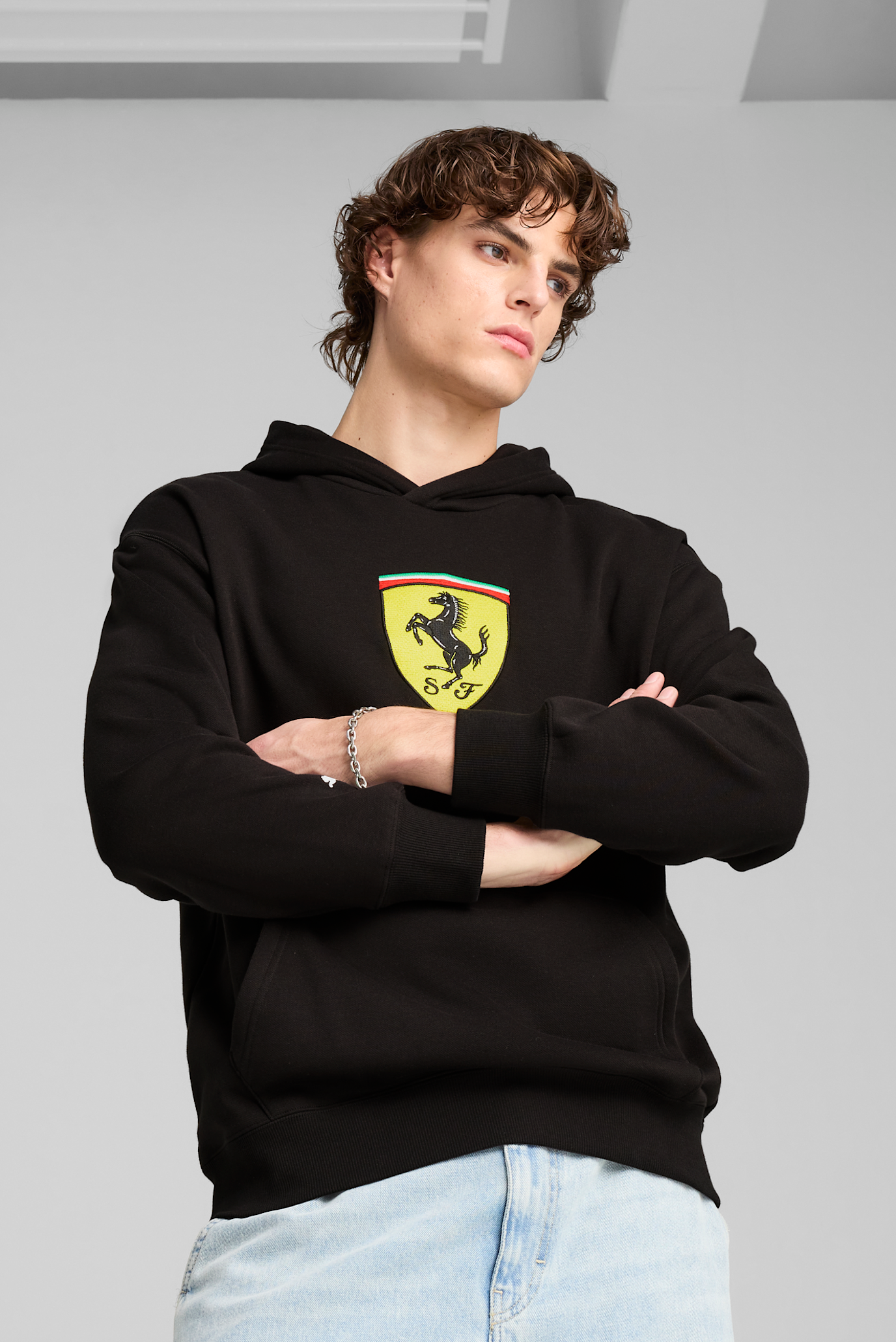 Чоловіче чорне худі Scuderia Ferrari Race Big Shield Hoodie Men 1