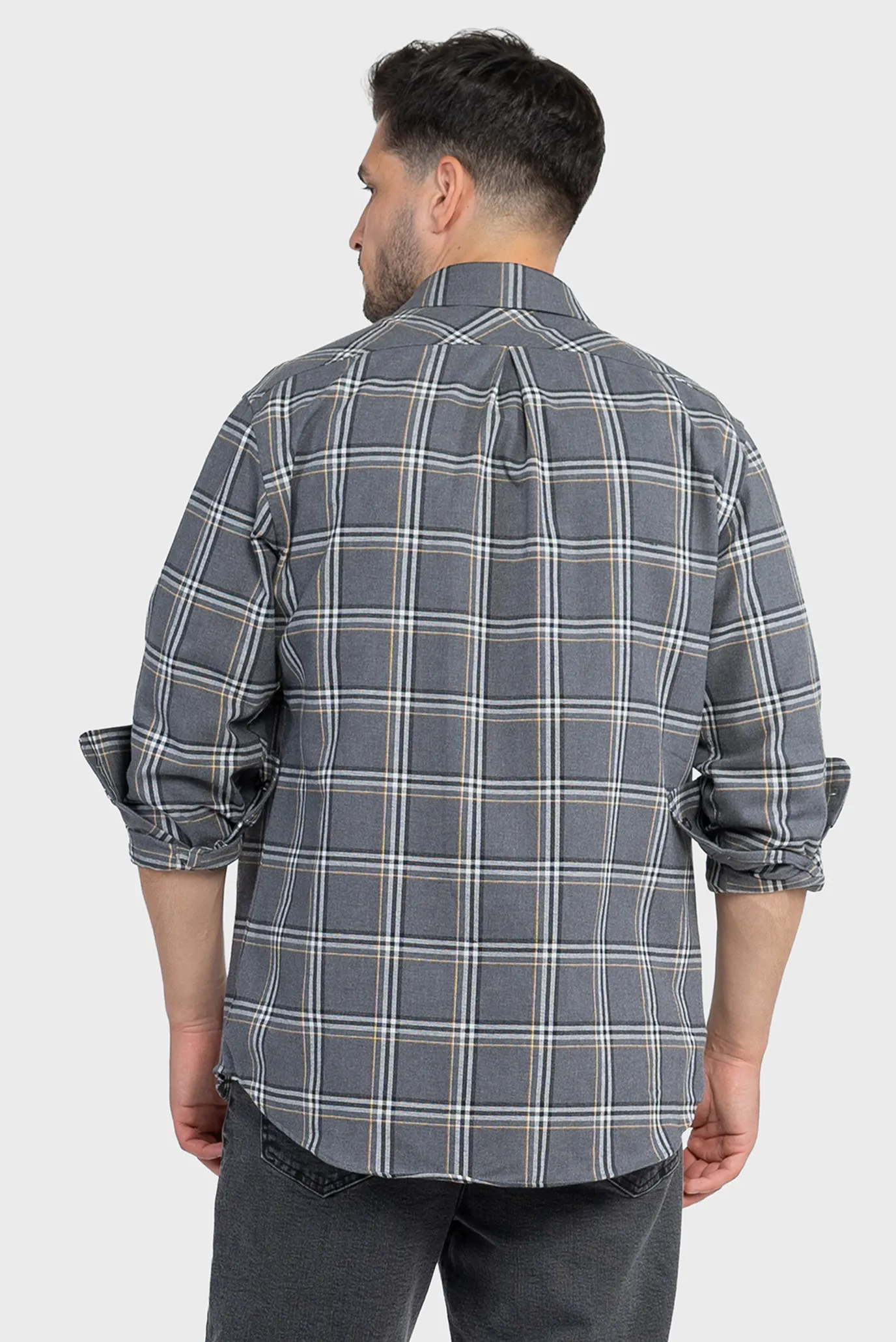 Чоловіча сіра картата сорочка 4