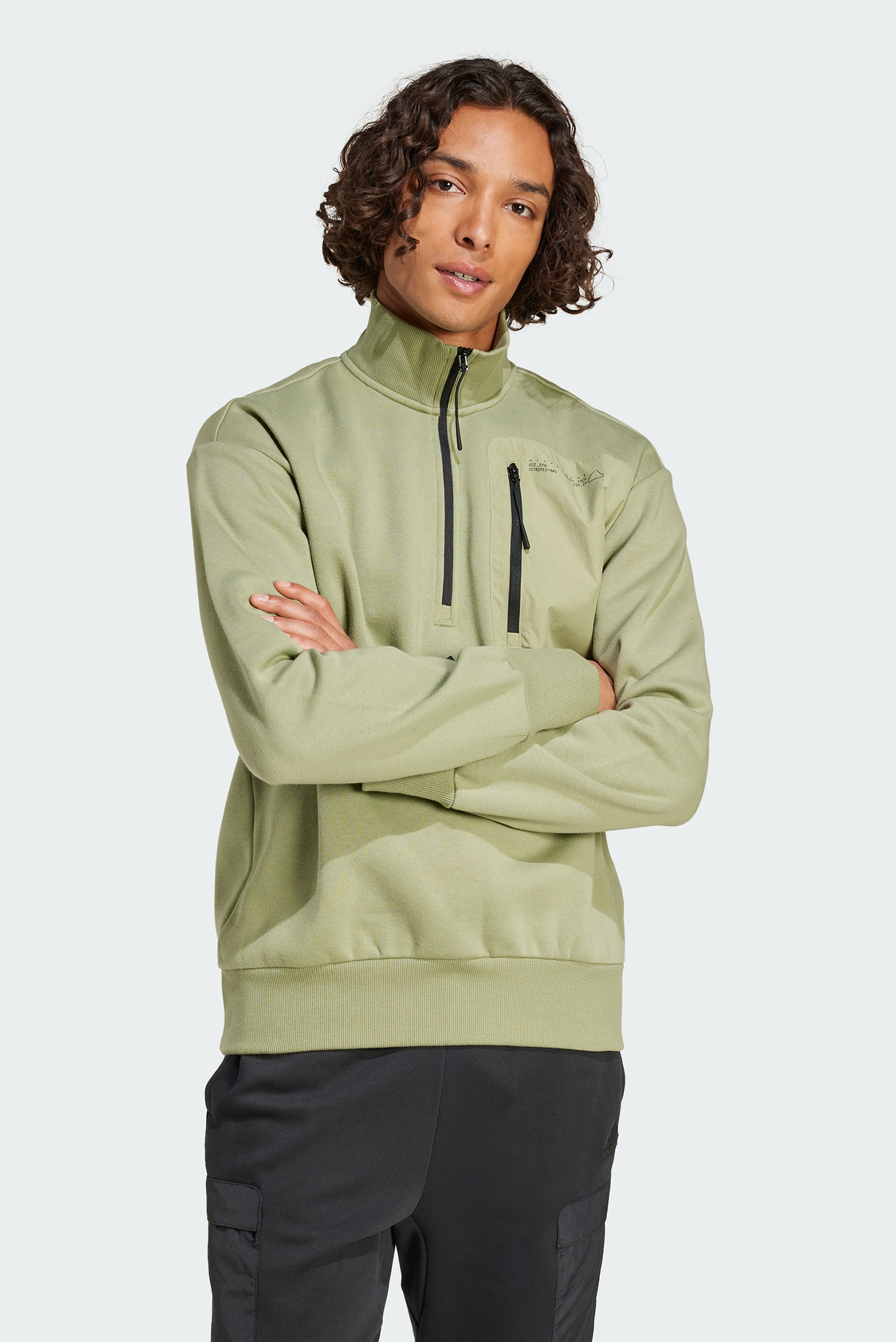 Мужская оливковая спортивная кофта City Escape Fleece Half-Zip 1