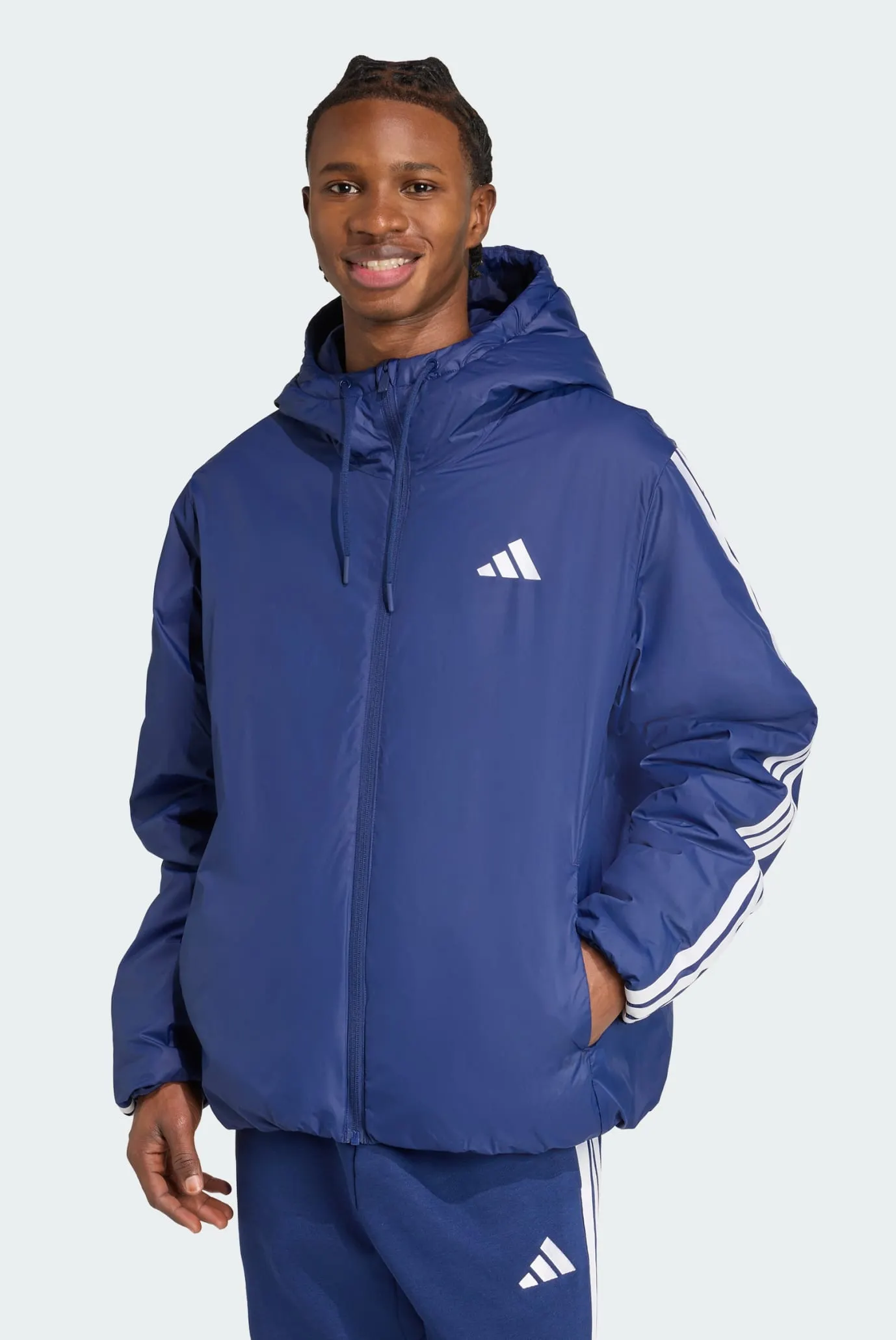 Мужская синяя куртка Essentials CLIMAWARM 3-Stripes Insulated