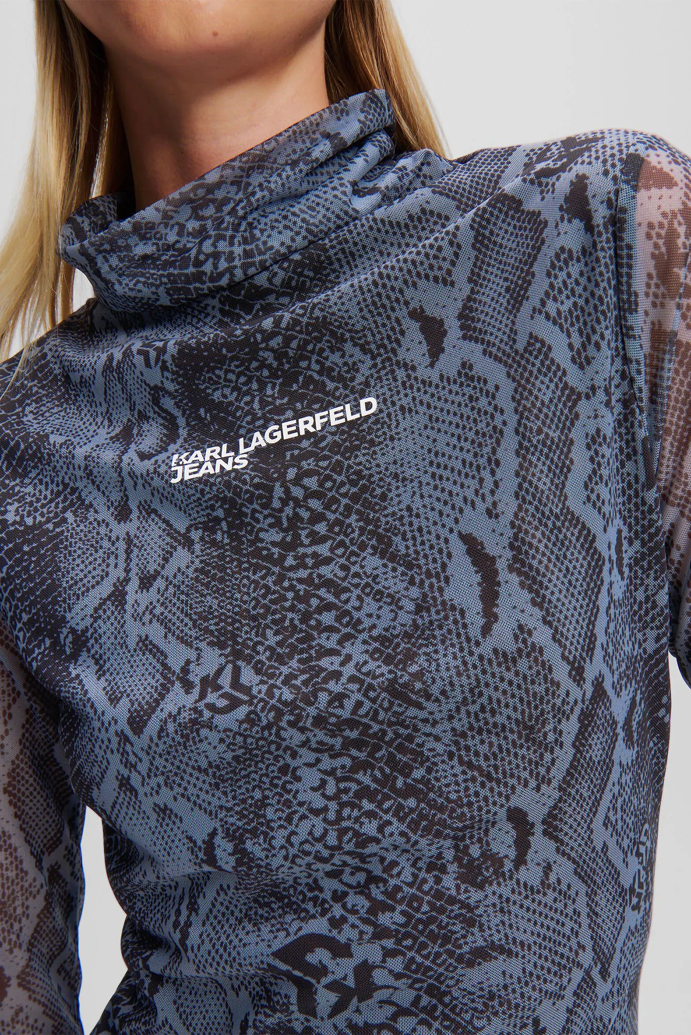 Женское синее платье с узором klj mesh reptile 4