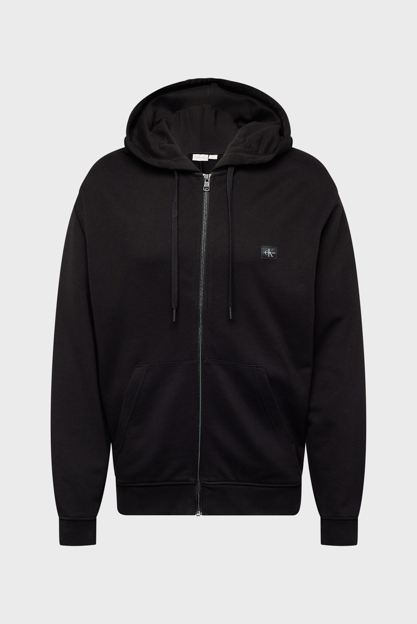 Мужское черное худи WOVEN LABEL ZIP THROUGH HOODIE 1