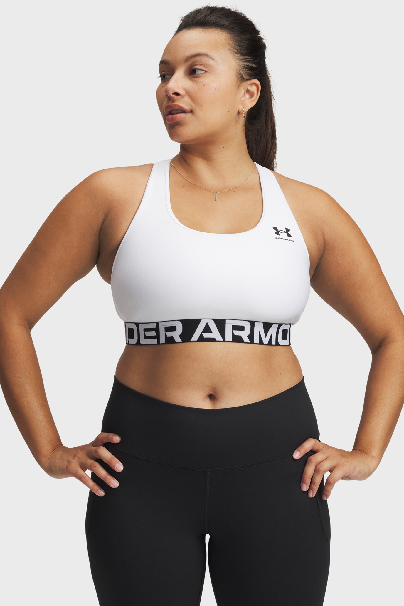 Женский белый топ UA HG Mid Branded Белый XL Under Armour 1383544-100 Женский белый топ UA HG Mid Branded Белый XL Under Armour 1383544-100