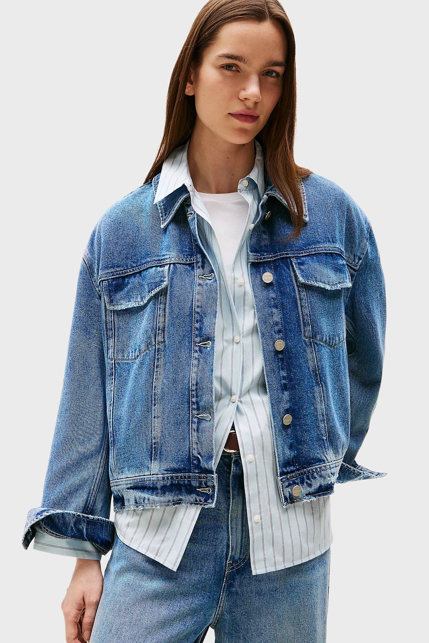 Женская синяя джинсовая куртка LANA CASUAL Синий L Tommy Hilfiger WW0WW46485 Женская синяя джинсовая куртка LANA CASUAL Синий L Tommy Hilfiger WW0WW46485