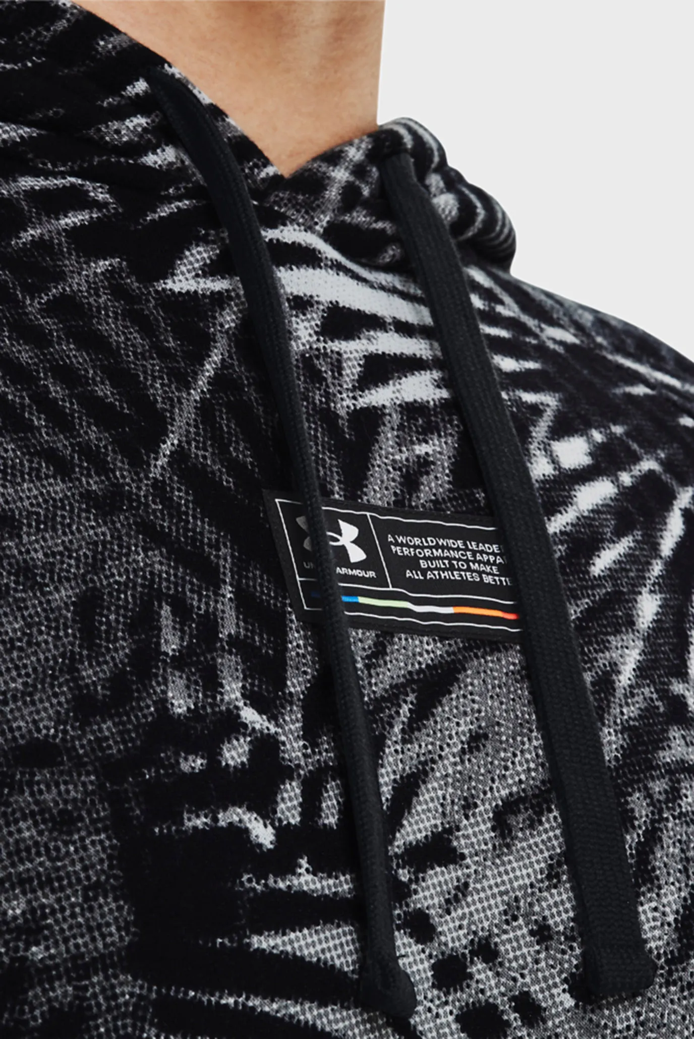 Чоловіче чорне худі з візерунком UA Rival Flc Sport Palm HD Under