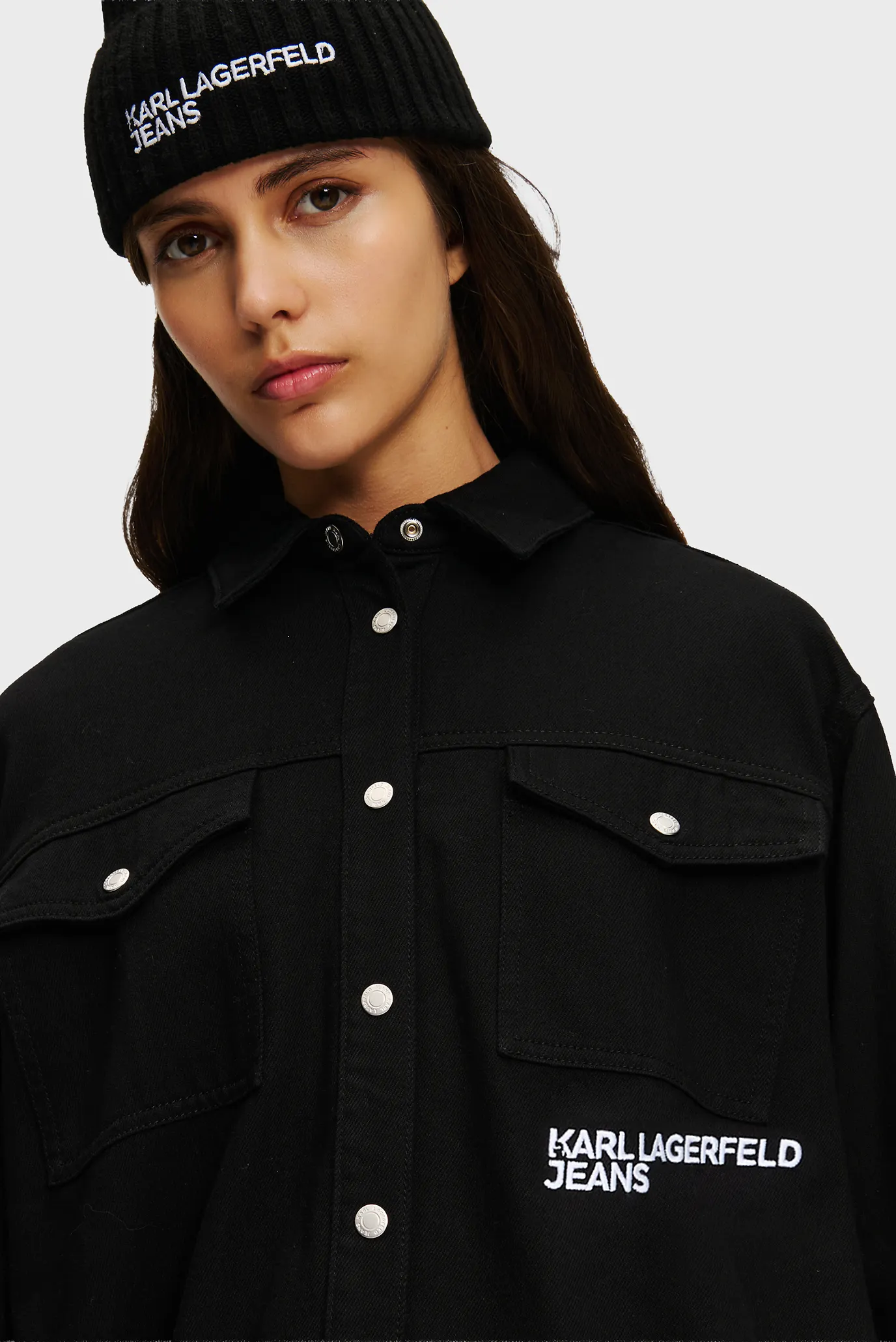 Женская черная рубашка klj overshirt 4