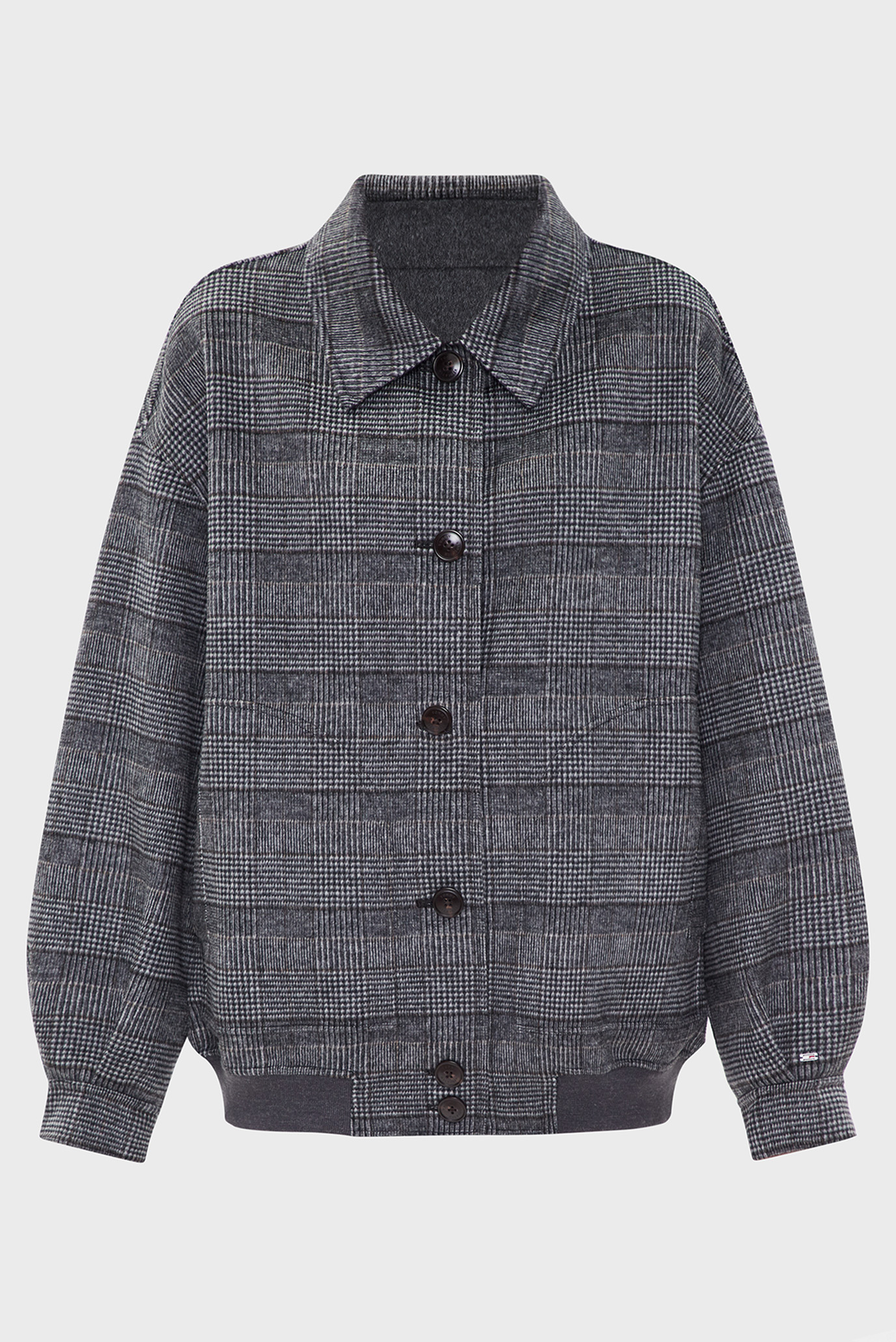 Женское серое шерстяное двустороннее пальто MD DF WOOL REVERSIBLE CHECK JKT 1