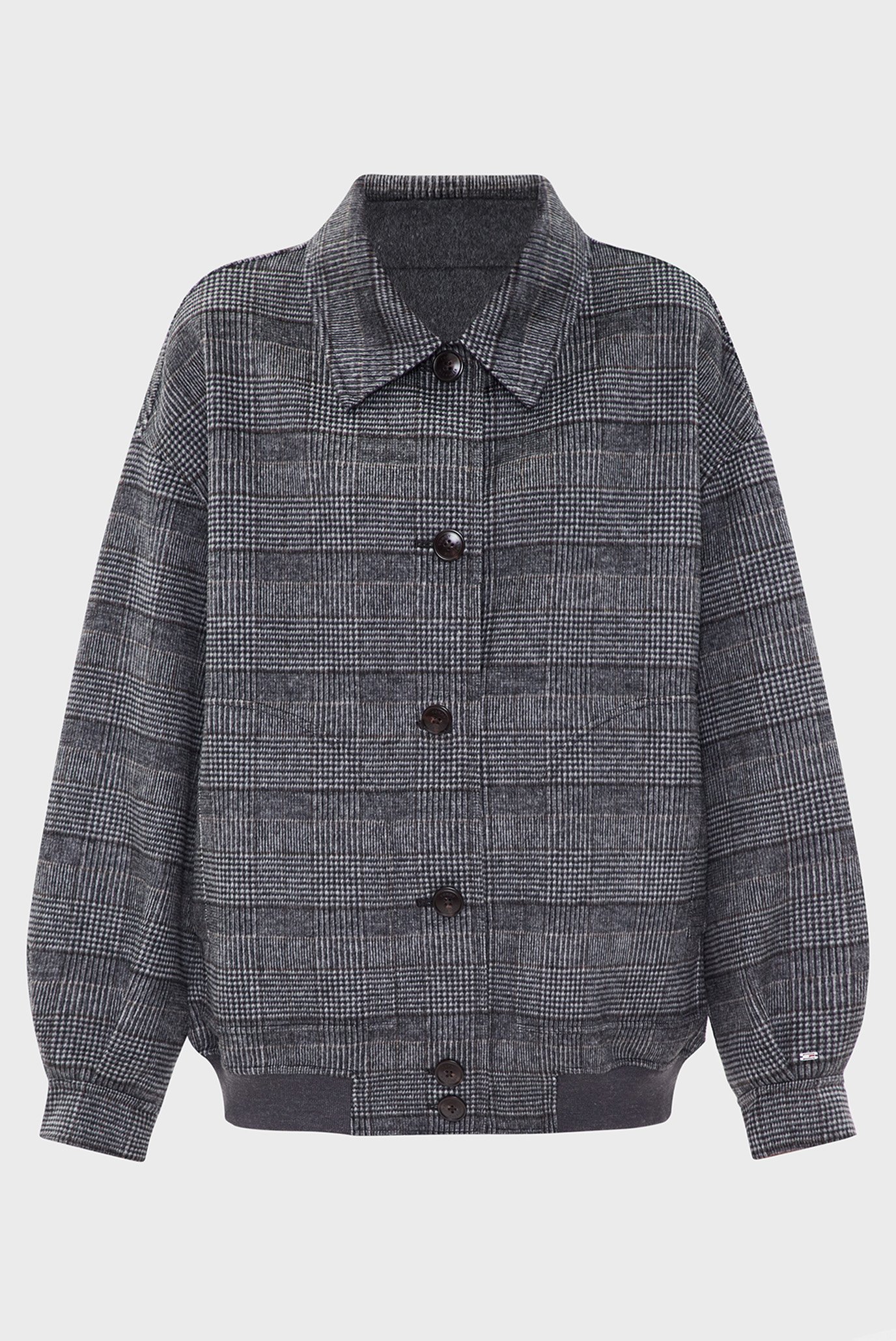 Жіноче сіре вовняне двостороннє пальто MD DF WOOL REVERSIBLE CHECK JKT 1