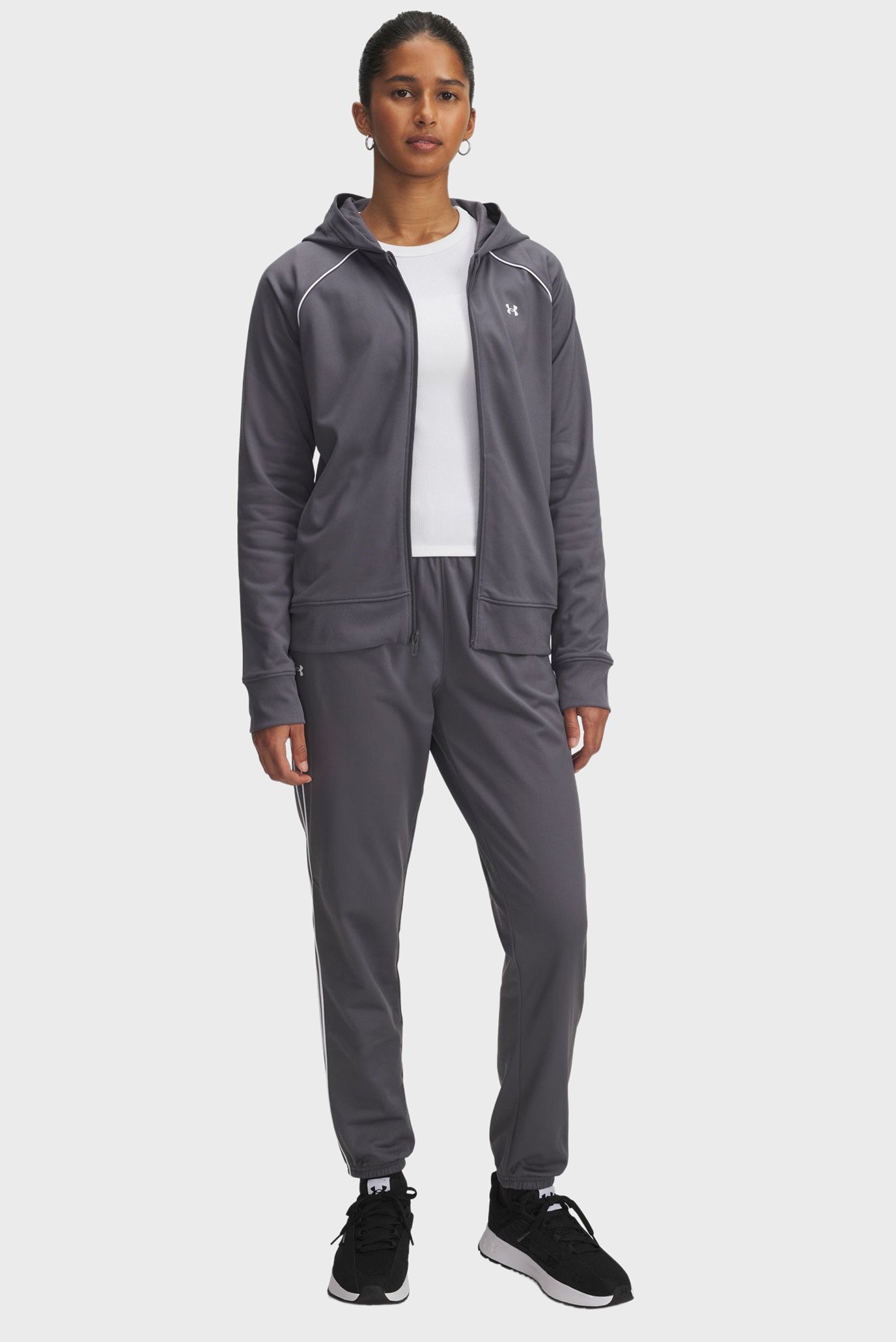 Женский серый спортивный костюм (худи, брюки) UA Rival Tricot Tracksuit HD Серый M Under Armour 6001966-025 Женский серый спортивный костюм (худи, брюки) UA Rival Tricot Tracksuit HD Серый M Under Armour 6001966-025