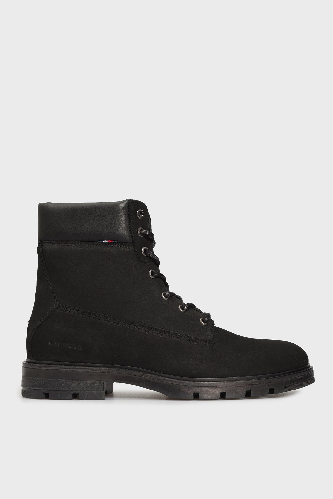 Чоловічі чорні шкіряні черевики HILFIGER PADDED NUBUCK BOOT 1